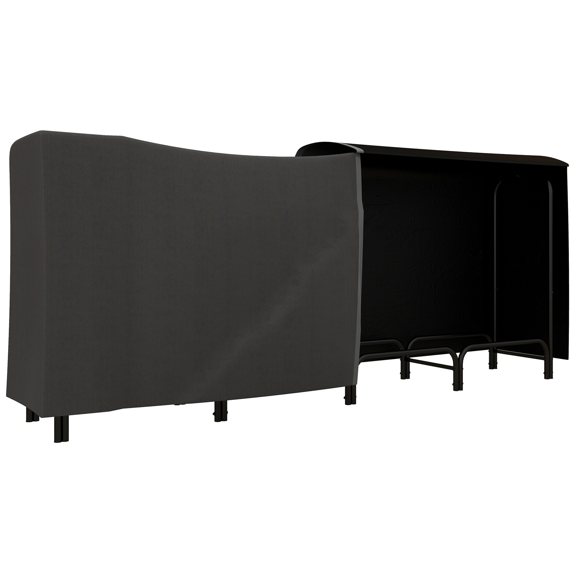 Outsunny Portalegna da Interno ed Esterno in Metallo con Telo Porta Legna e Copertura, 240x36x99cm, Nero Outsunny Portalegna da Interno ed Esterno in Metallo con Telo Porta Legna e Copertura, 240x36x99cm, Nero