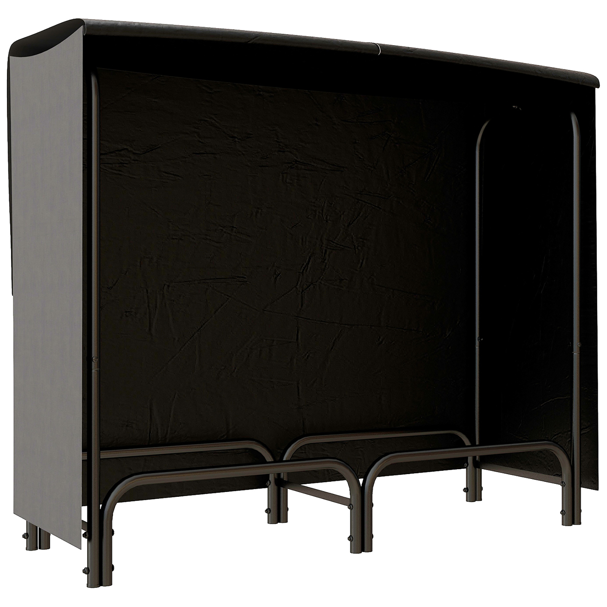 Outsunny Portalegna da Interno ed Esterno in Metallo con Telo Porta Legna e Copertura, 120x36x99 cm, Nero