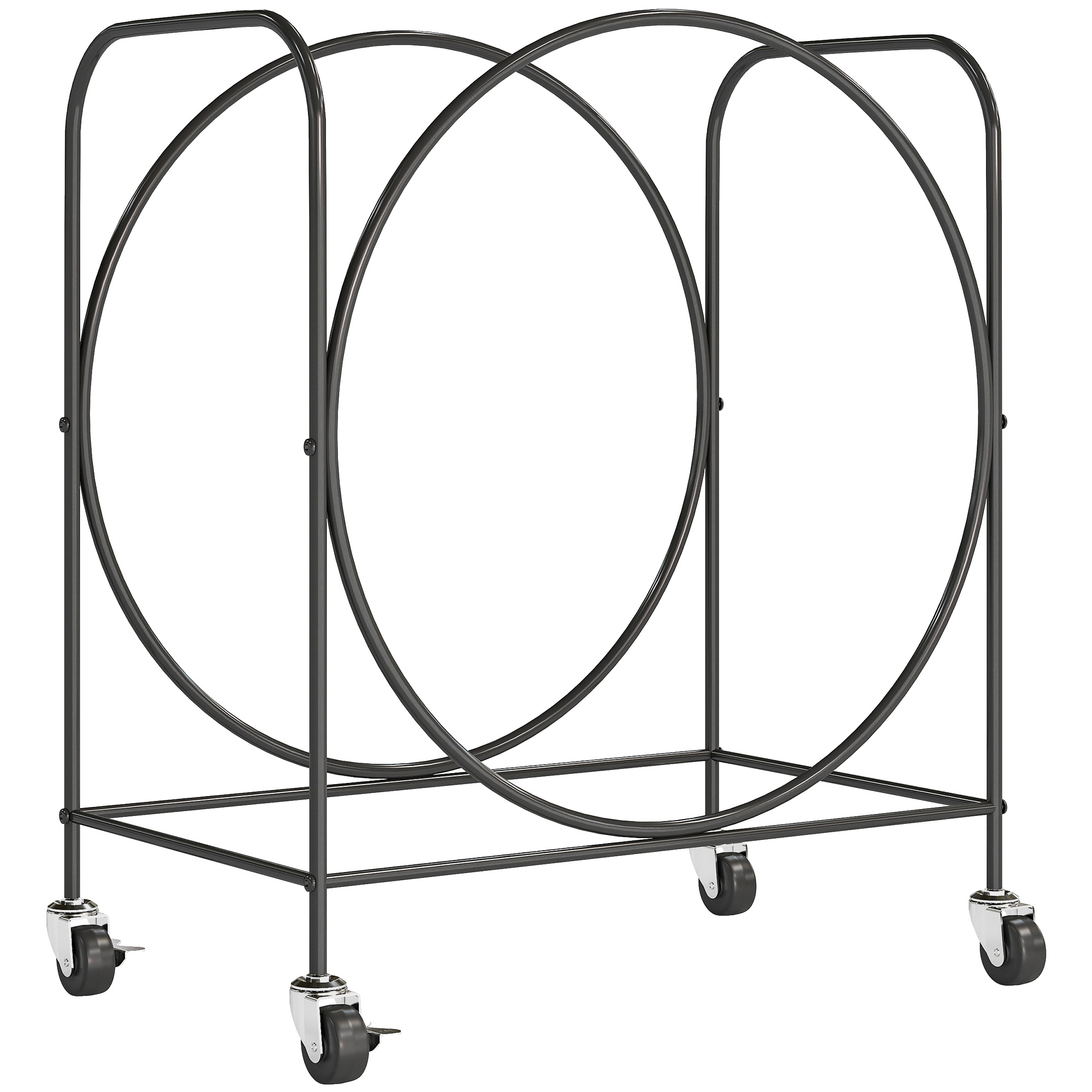 Outsunny Portalegna Metallico per Camino con Ruote, per Interno ed Esterno 51x30x60 cm Nero Aosom Italy