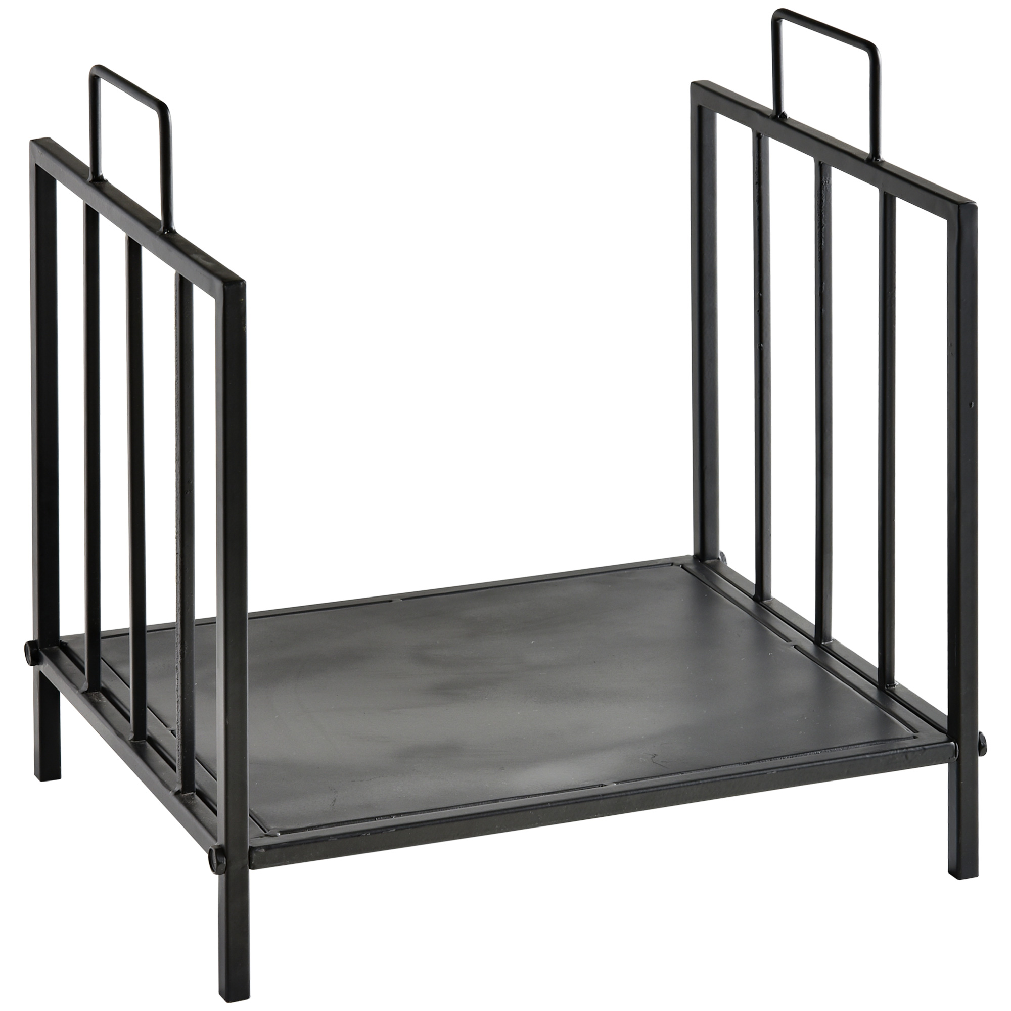 Outsunny Portalegna per Camino per Interno ed Esterno con 2 Maniglie, Scaffale moderno 15kg max e in Metallo, 44.5x33x46.5 cm, Nero Aosom Italy