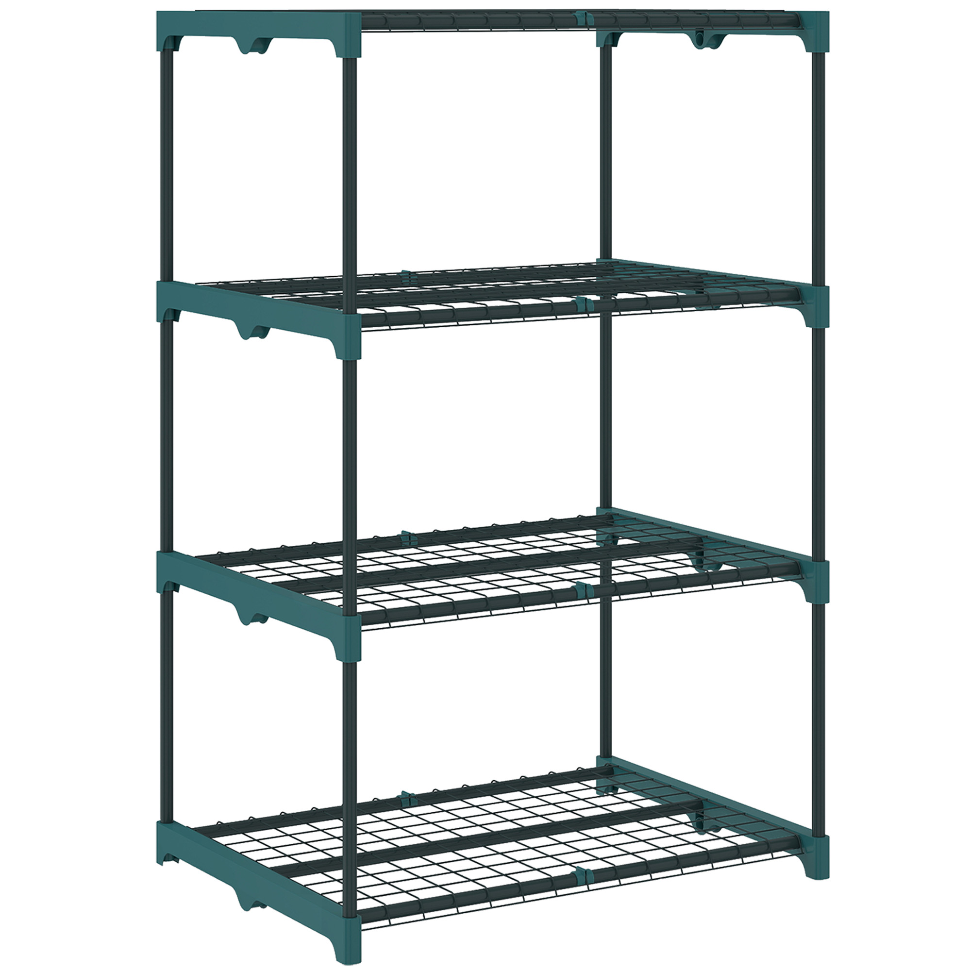 Outsunny Portapiante a 4 Livelli Aperti in Acciaio e Plastica, 67x49x105 cm, Verde Scuro Aosom Italy Outsunny Portapiante a 4 Livelli Aperti in Acciaio e Plastica, 67x49x105 cm, Verde Scuro Aosom Italy