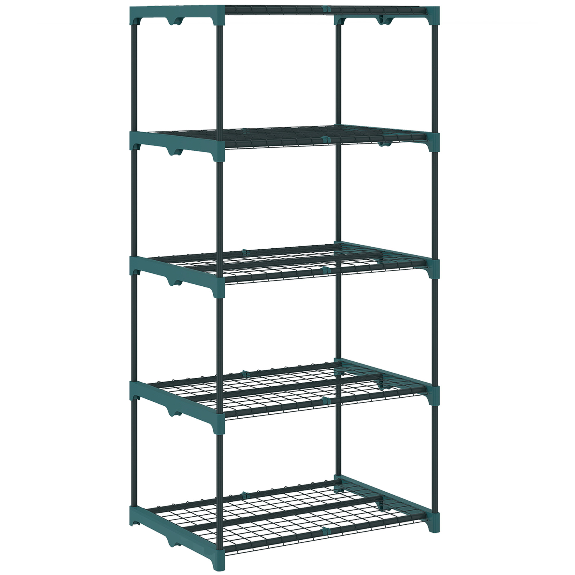 Outsunny Portapiante a 5 Livelli Aperti in Acciaio e Plastica, 67x49x138 cm, Verde Scuro Aosom Italy Outsunny Portapiante a 5 Livelli Aperti in Acciaio e Plastica, 67x49x138 cm, Verde Scuro Aosom Italy