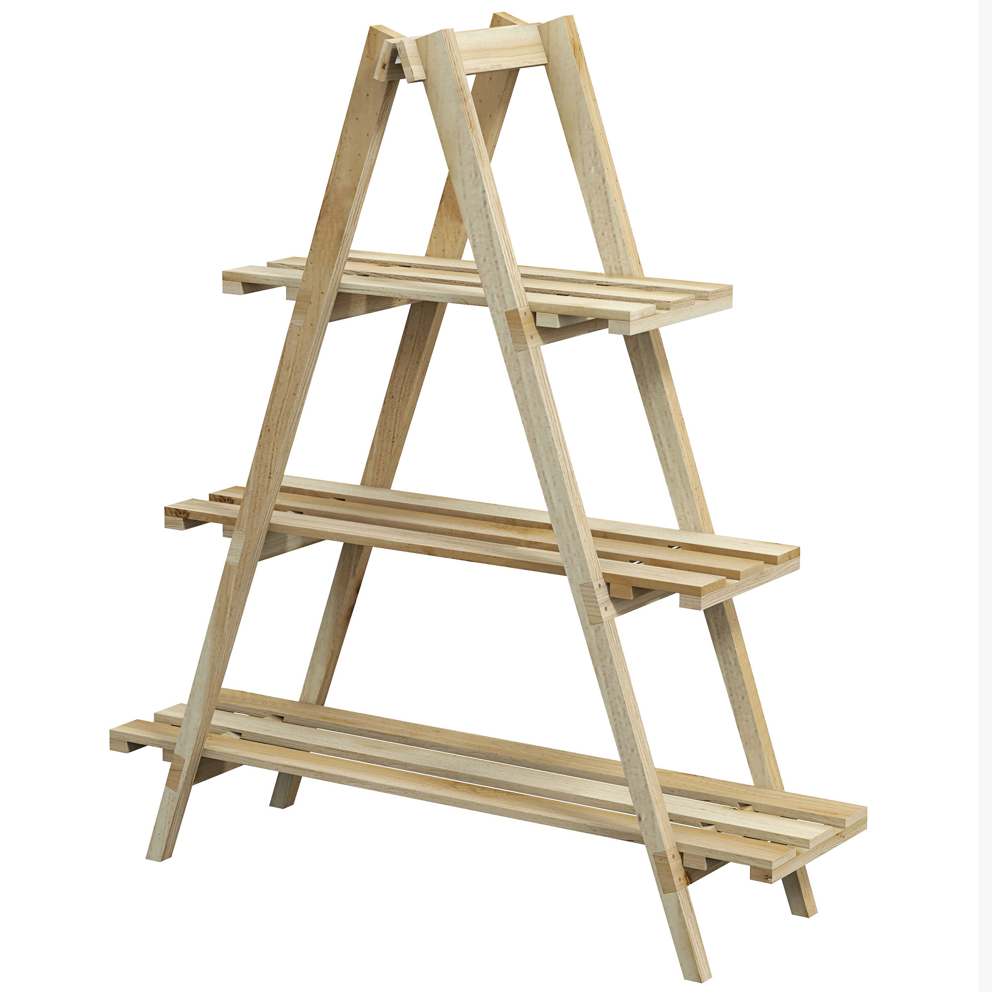 Outsunny Portapiante Verticale 3 Livelli a Doghe in Abete, 100x36x112 cm, Color Legno Aosom Italy