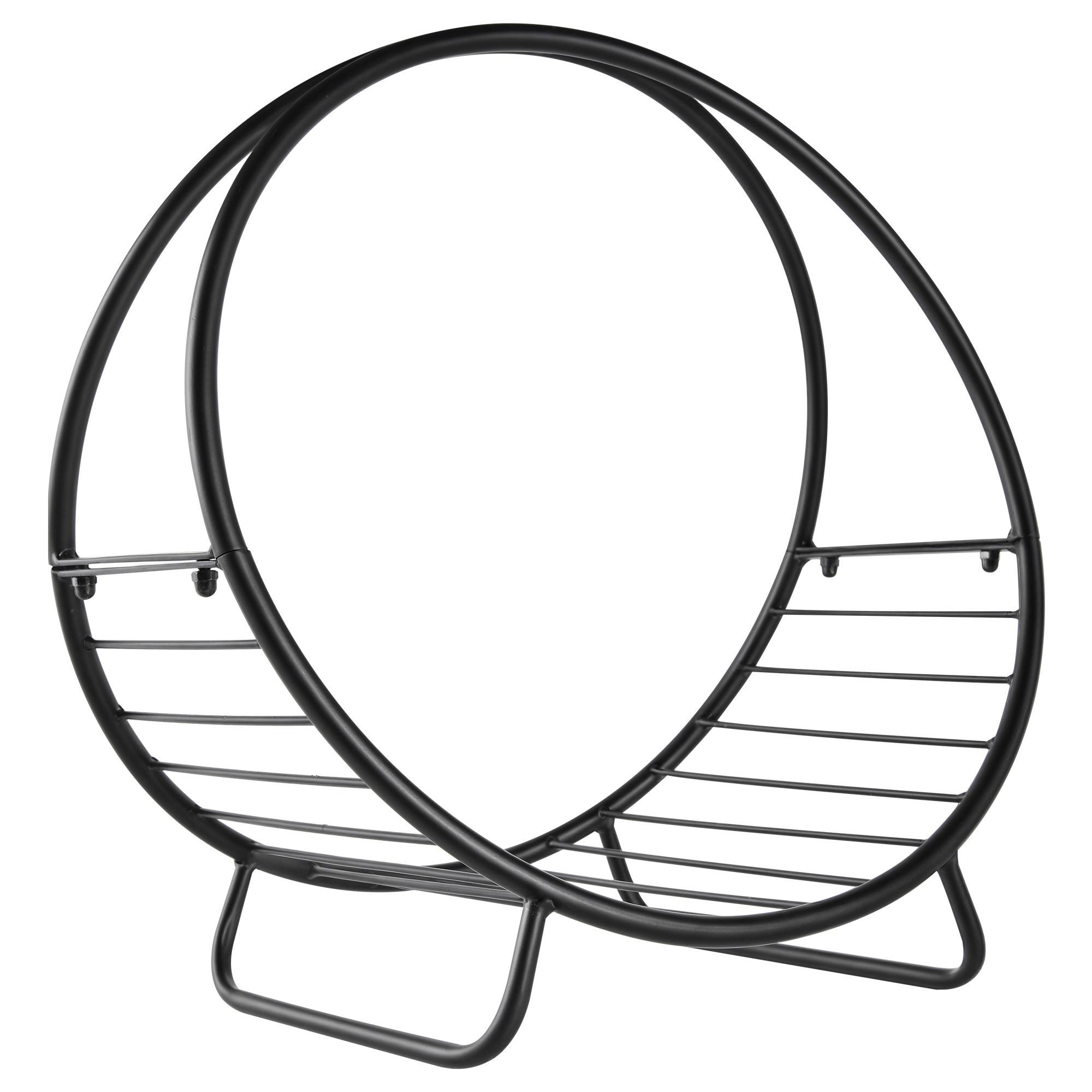 Outsunny Potalegna per Camino con forma cestino, Rack di legna da ardere design elevato, in metallo, Max15kg, nero, 45x29.5x47cm Aosom Italy