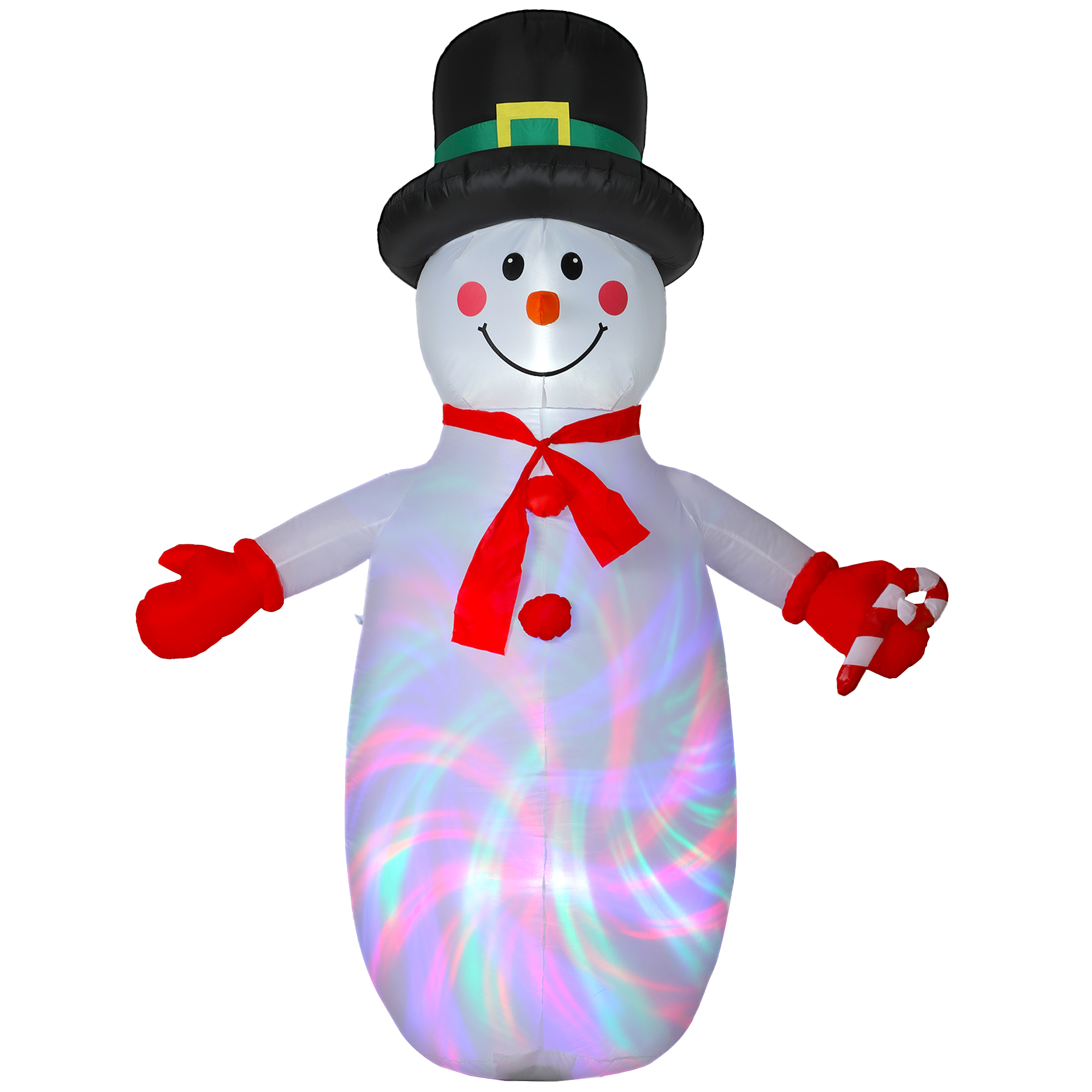 Outsunny Pupazzo di neve gonfiabile di Natale, alto 240 cm, con luci a LED, 177x78x240cm, Multicolore Aosom Italy