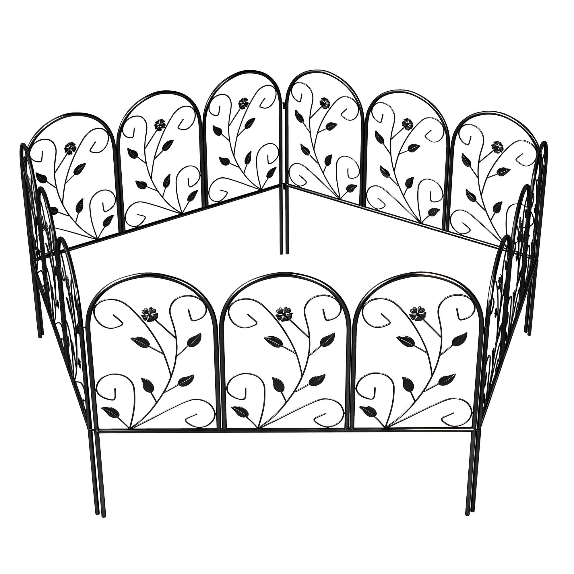 Outsunny Recinzione da Giardino in Metallo 80x60 cm, Set Griglia Decorativa con Piede per Giardino e Aiuole, Nero Aosom Italy