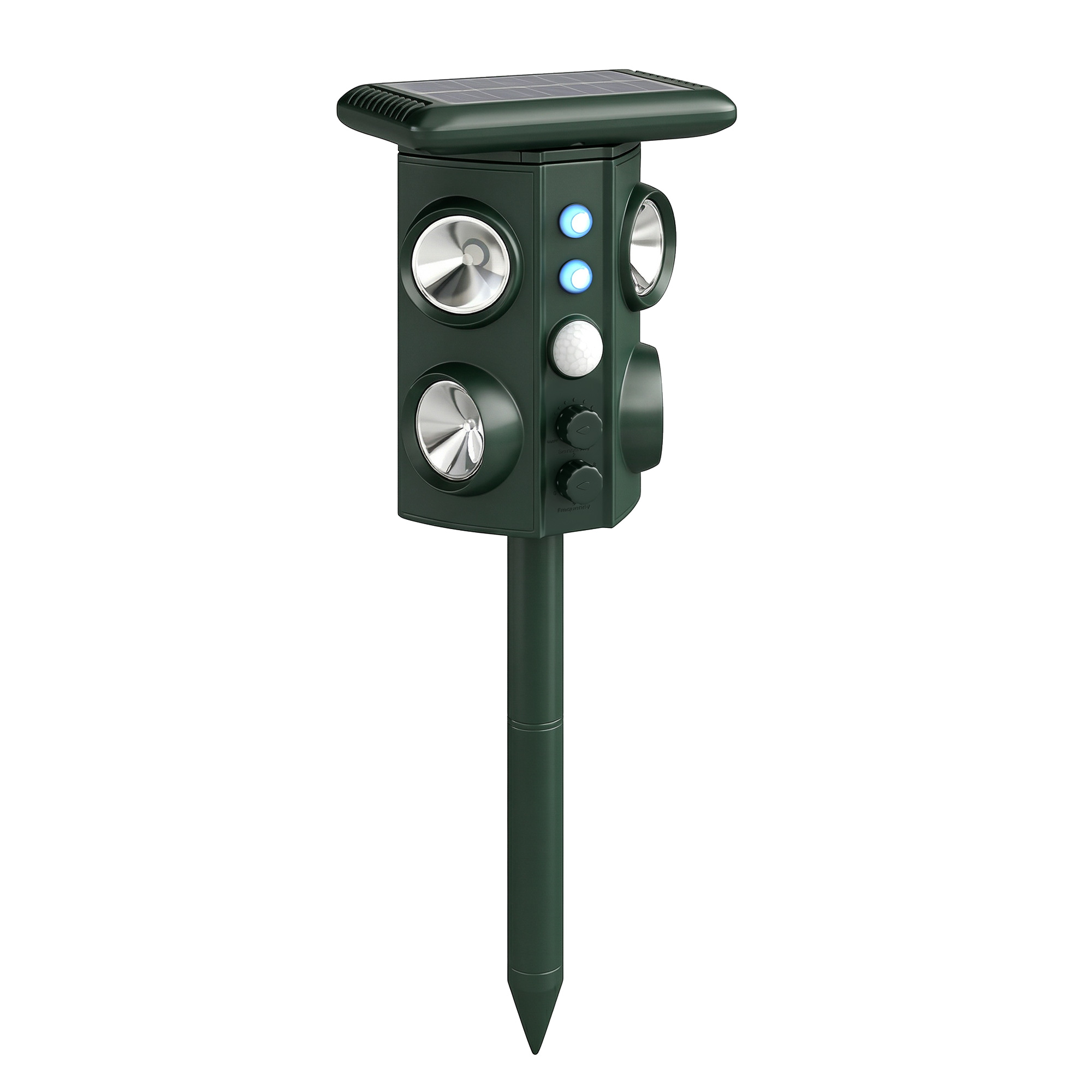 Outsunny Repellente Solare Ultrasonico per Gatti, 5 Modalità, Sensore PIR, Flash LED Aosom Italy