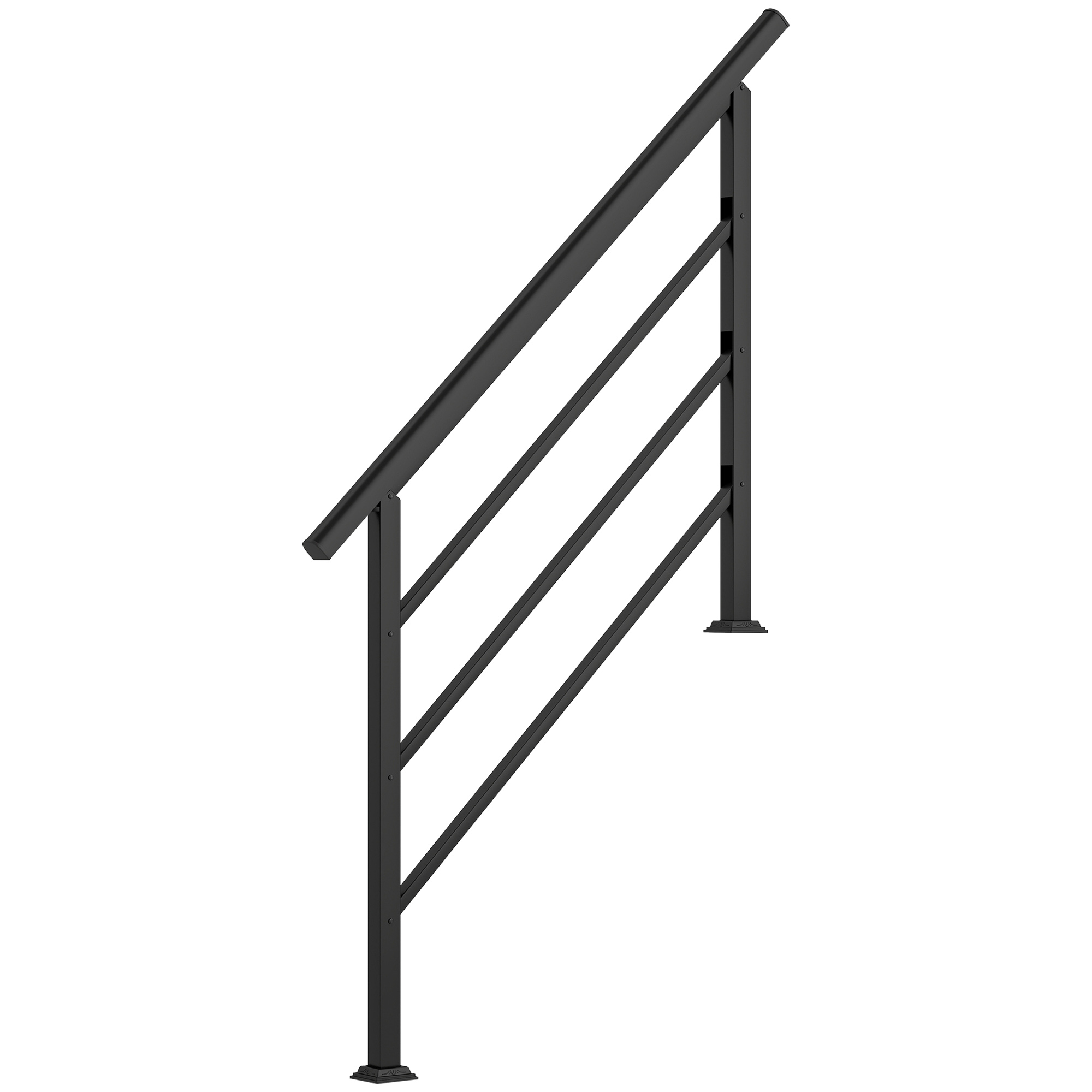 Outsunny Ringhiera per Scale 131 cm Corrimano per Scale con Kit di Installazione Angolo Regolabile per 1-4 Gradini Nero Aosom Italy