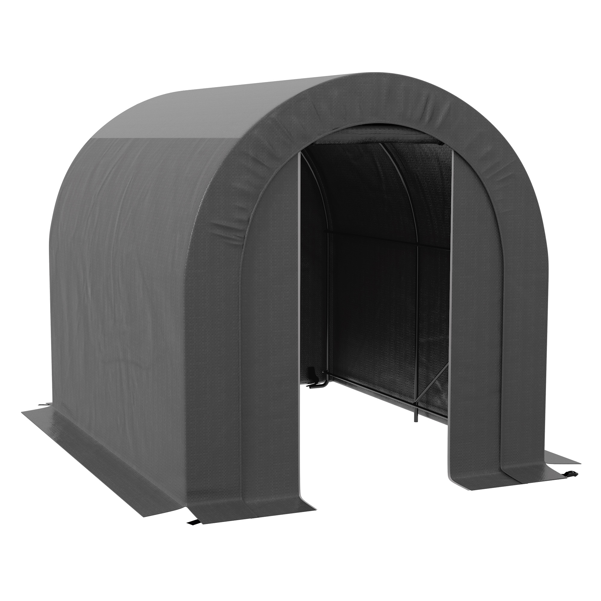 Outsunny Riparo da giardino tenda di stoccaggio esterno riparo per bici garage per bici telo in PE metallo 2,4 x 1,8 x 1,9 m grigio scuro Aosom Italy