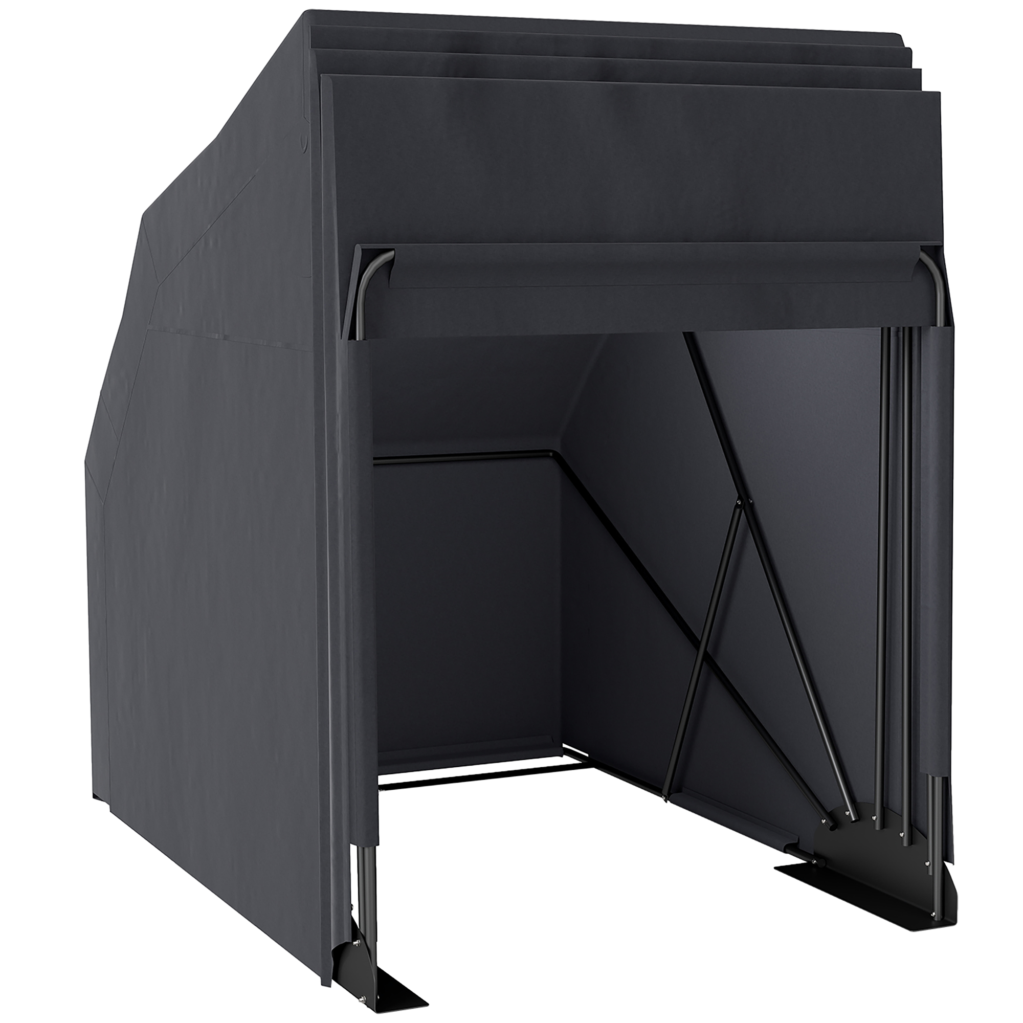 Outsunny Riparo per moto esterno in tessuto Oxford, con 2 finestre, 345 x 135 x 191 cm, Nero Aosom Italy