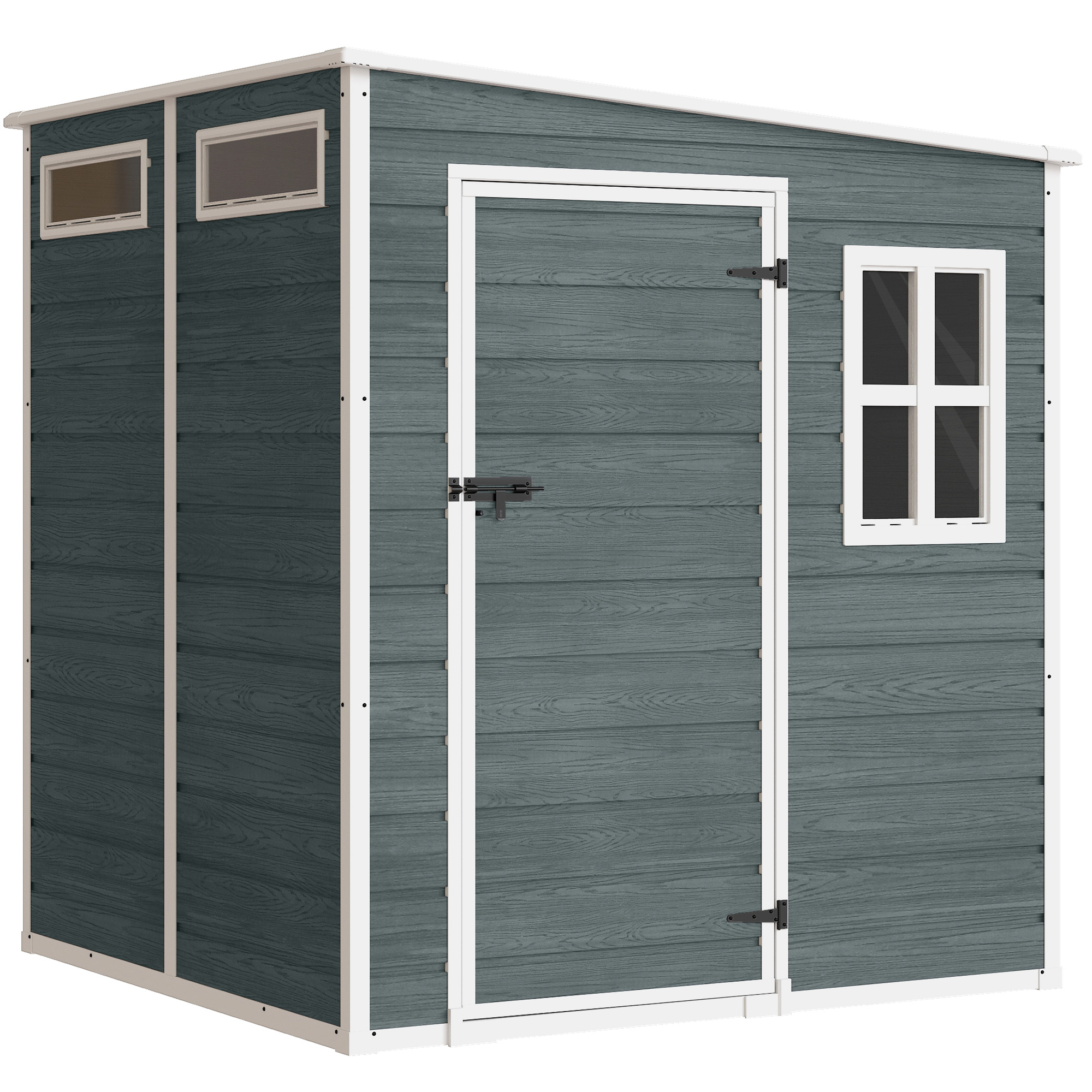 Outsunny Ripostiglio esterno 182 x 182 cm con porta bloccabile, pavimento per giardino, grigio invecchiato Aosom Italy Outsunny Ripostiglio esterno 182 x 182 cm con porta bloccabile, pavimento per giardino, grigio invecchiato Aosom Italy