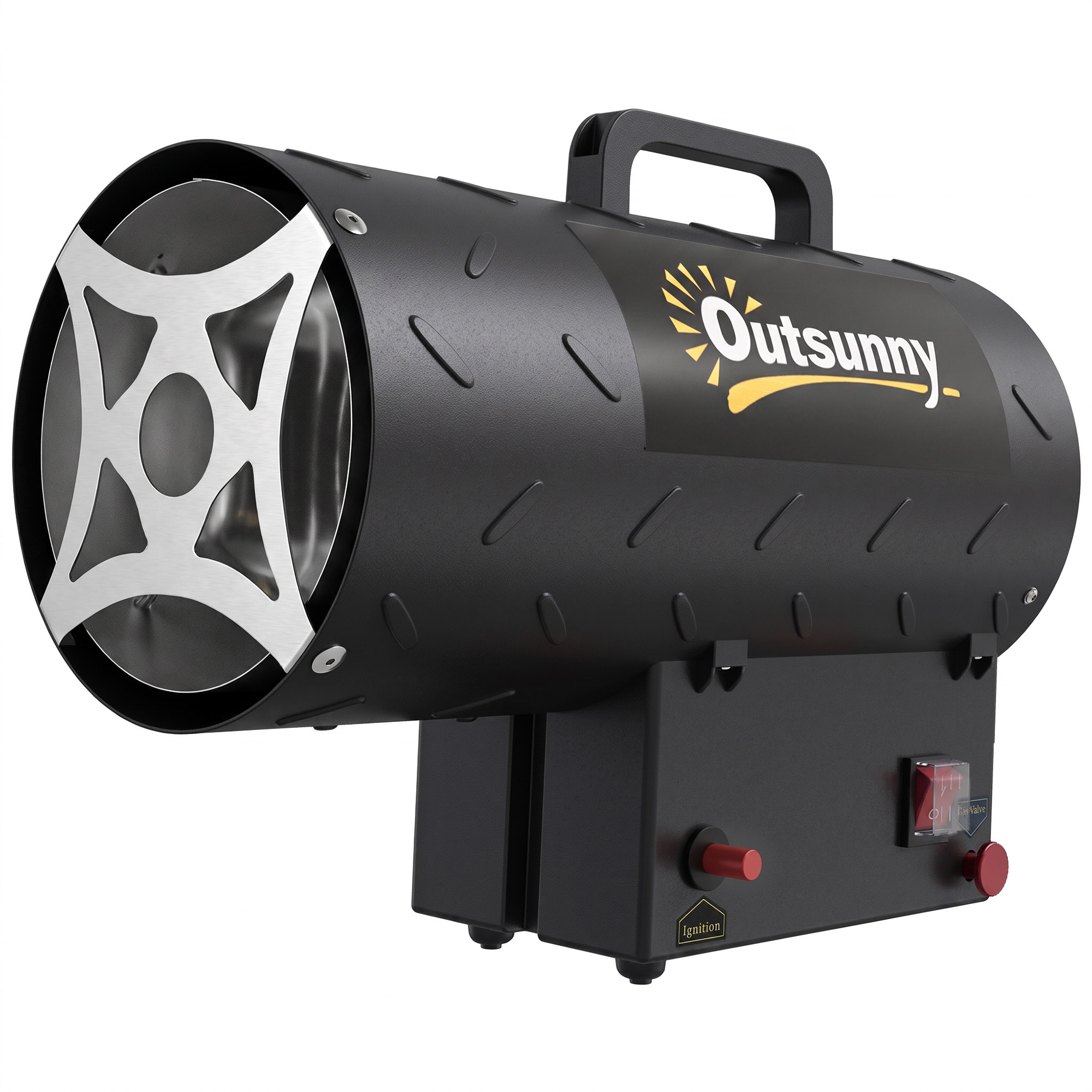 Outsunny Riscaldatore Industriale a Propano Portatile 15kW con Accensione Piezoelettrica, Nero Aosom Italy
