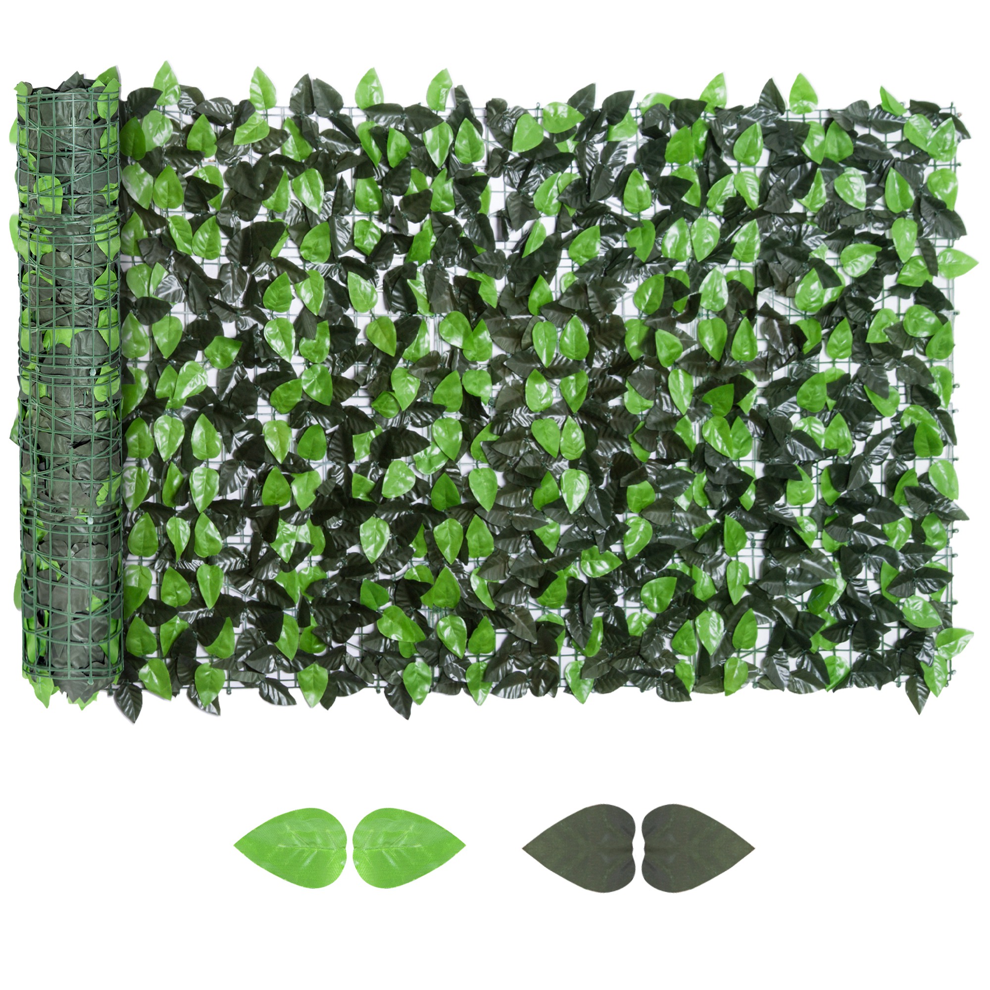 Outsunny Rotolo Siepe Artificiale Finta Sempreverde Artificiale Sintetica ,Siepe Finta Siepe Artificiale 1×3m Recinzione Aosom