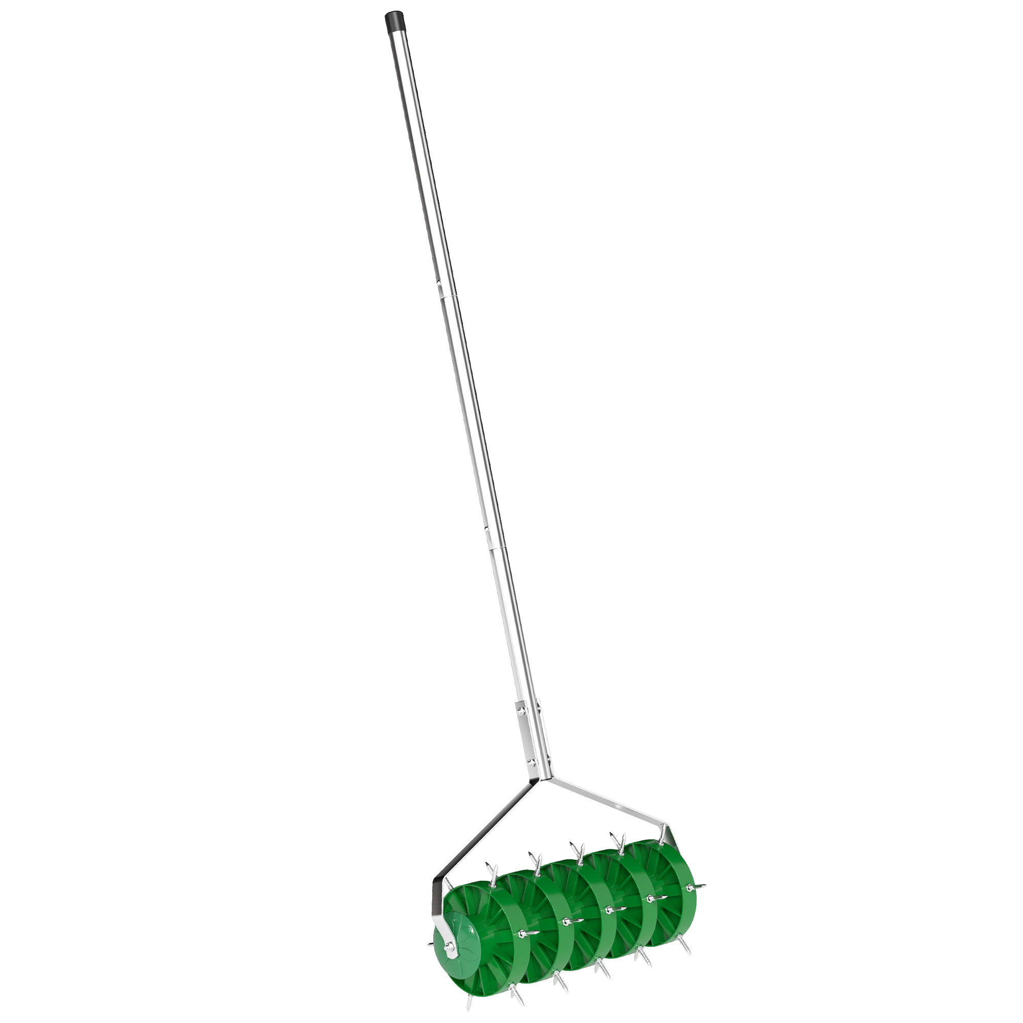 Outsunny Rullo Aeratore versatile per Prato con Punte e Manico Smontabile in Tre Pezzi, Verde Aosom Italy