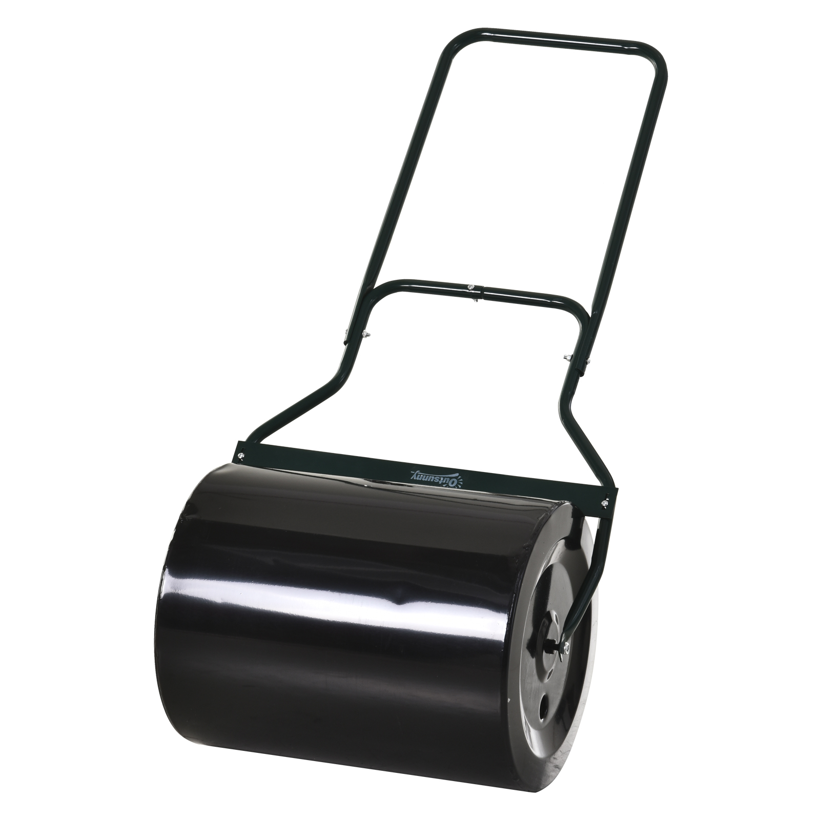 Outsunny Rullo da Giardino in Metallo Impermeabile Nero, rullo per prato Serbatoio Fino 60 Litri (Acqua o Sabbia), 57cm x 50cmx 125cm