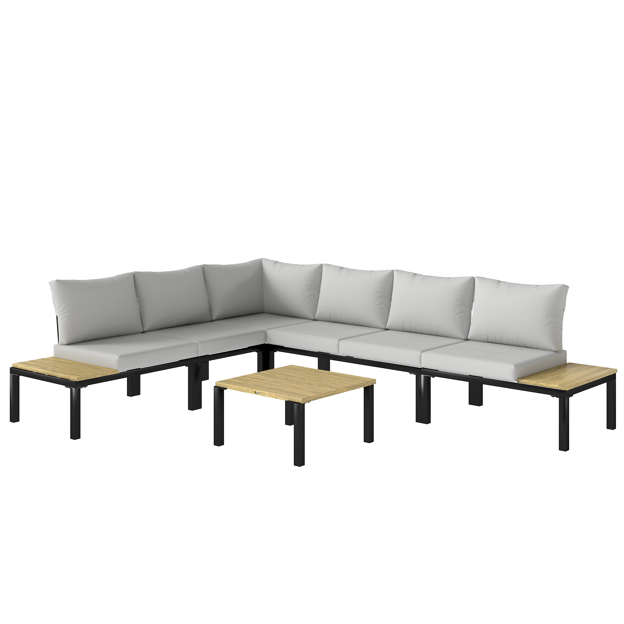 Outsunny Salotto giardino modulare 6 pezzi trasformabile in letto, Grigio Aosom Italy