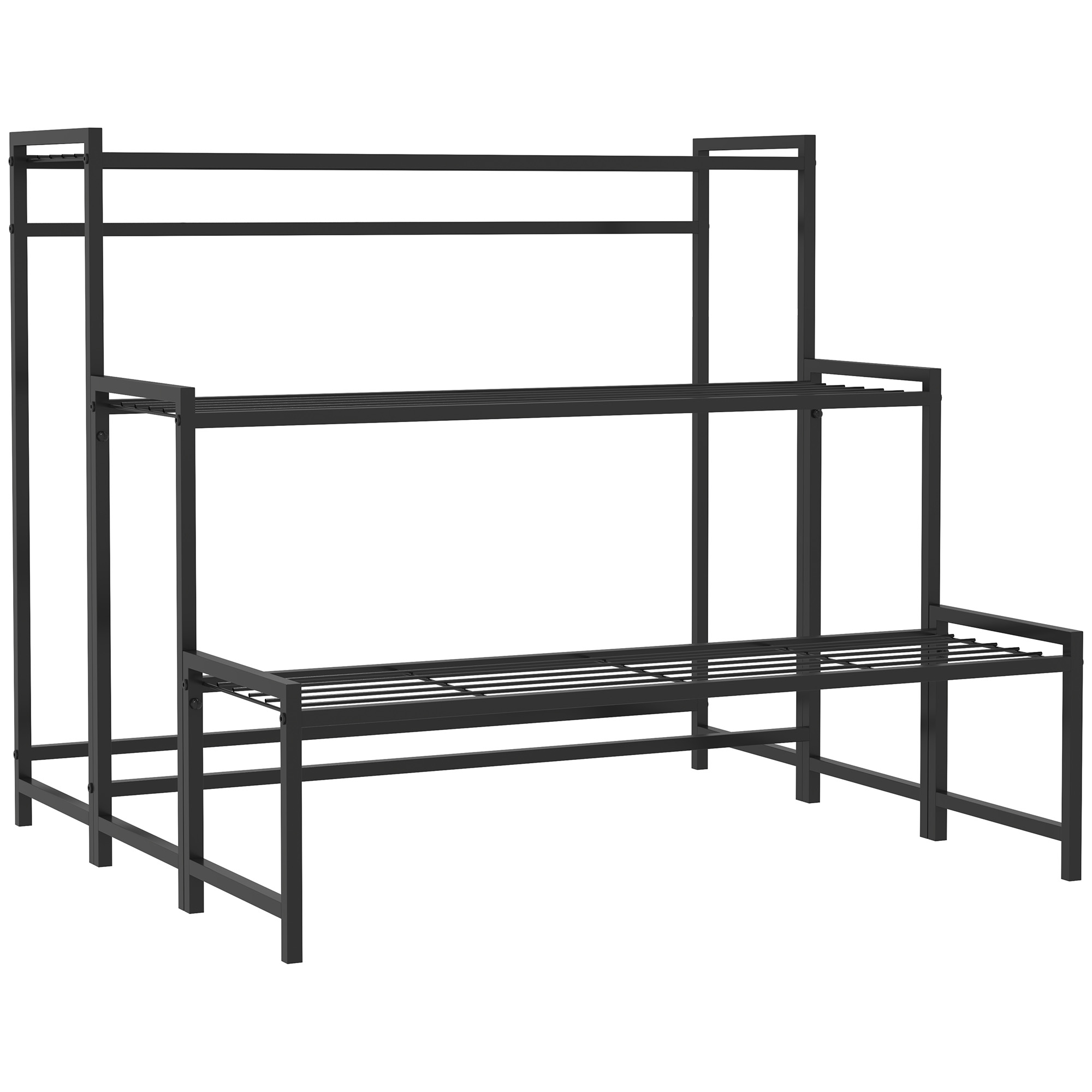 Outsunny Scaffale a Tre Livelli per Piante, Supporto per vasi con Struttura Metallica Resistente per Interno ed Esterno, nero Aosom Italy Outsunny Scaffale a Tre Livelli per Piante, Supporto per vasi con Struttura Metallica Resistente per Interno ed Esterno, nero Aosom Italy