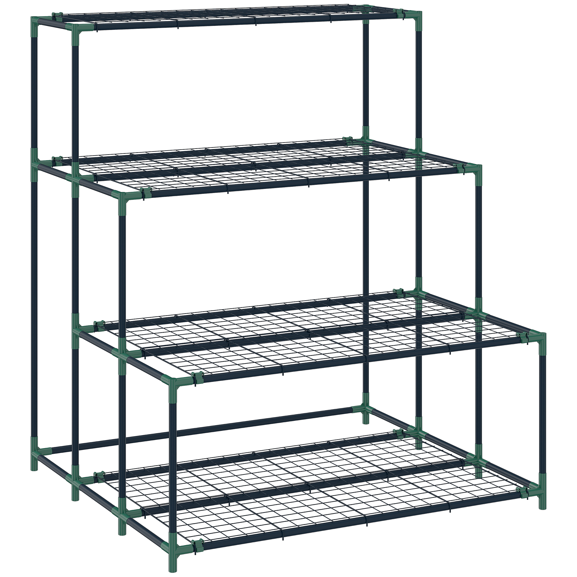Outsunny Scaffale Porta Piante Portavasi a 4 Livelli, 94x84x110 cm, Verde Scuro Aosom Italy