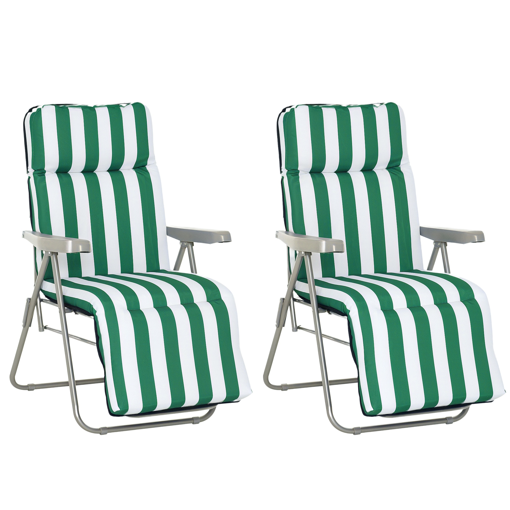 Outsunny Sdraia da Giardino lettino prendisole da terrazzo pieghevole arredamento giardino da giardino Braccioli Reclinabili, bianco e verde Aosom