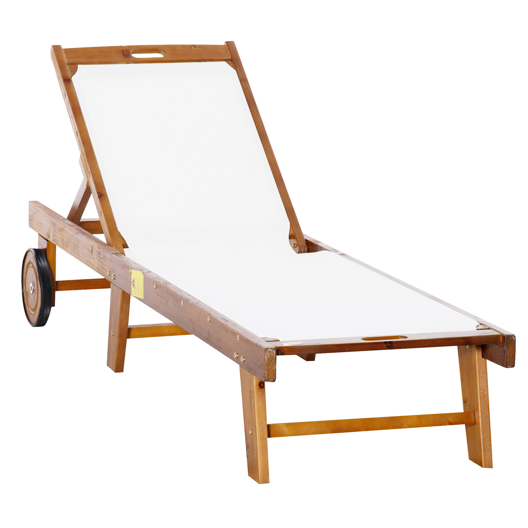 Outsunny Sdraio da Giardino con Schienale Regolabile con Ruote, per Balcone, in Legno di Acacia, 190x60x88 cm Aosom Italy