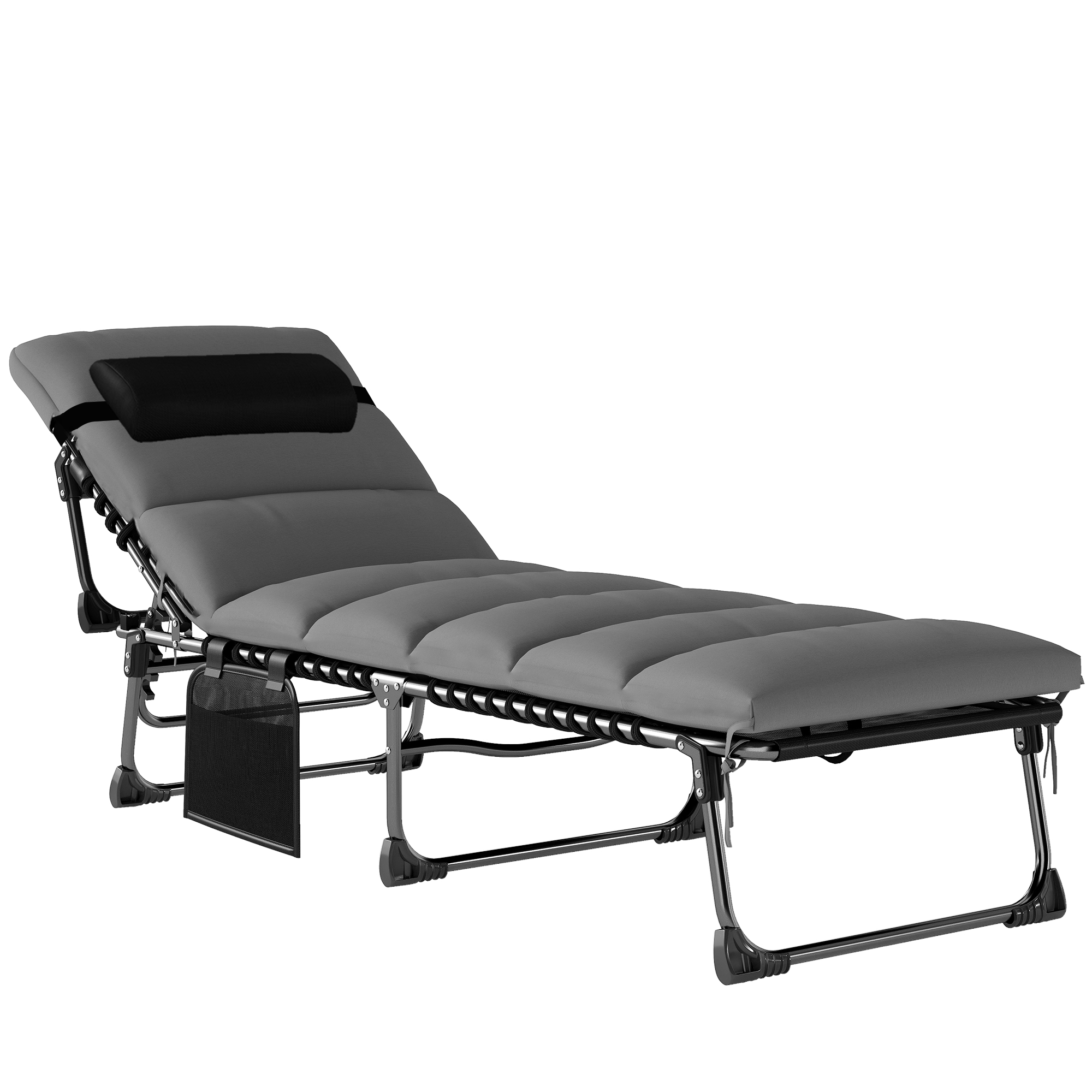 Outsunny Sdraio da giardino per esterno, Lettino prendisole pieghevole, schienale reclinabile su 5 posizioni, 200 x 57 x 38 cm, grigio scuro Aosom Italy Outsunny Sdraio da giardino per esterno, Lettino prendisole pieghevole, schienale reclinabile su 5 posizioni, 200 x 57 x 38 cm, grigio scuro Aosom Italy