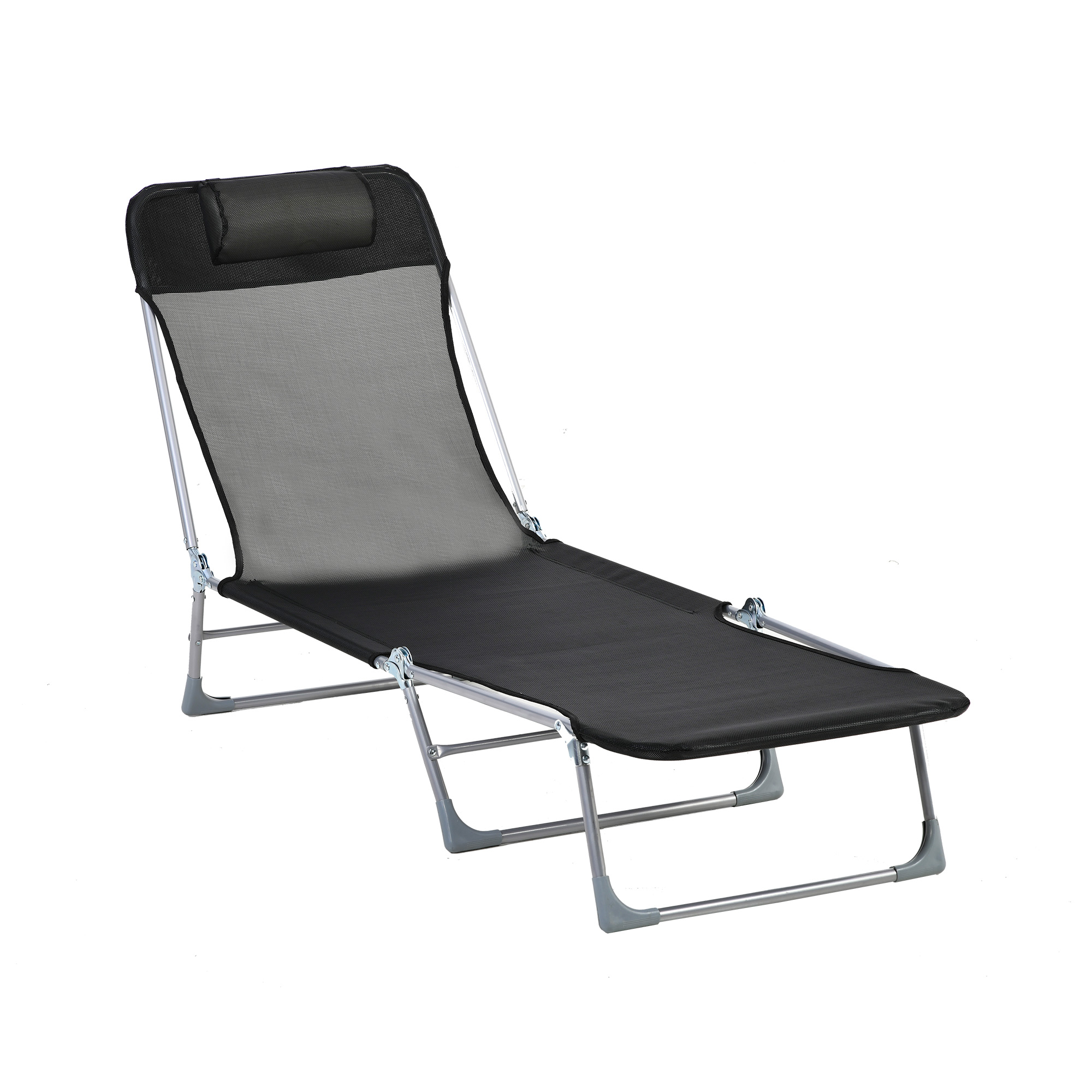 Outsunny Sdraio da Giardino Pieghevole con Schienale Reclinabile e Cuscino, in Metallo e Texteline, 182x56x28 cm, Nero Aosom Italy Outsunny Sdraio da Giardino Pieghevole con Schienale Reclinabile e Cuscino, in Metallo e Texteline, 182x56x28 cm, Nero Aosom Italy