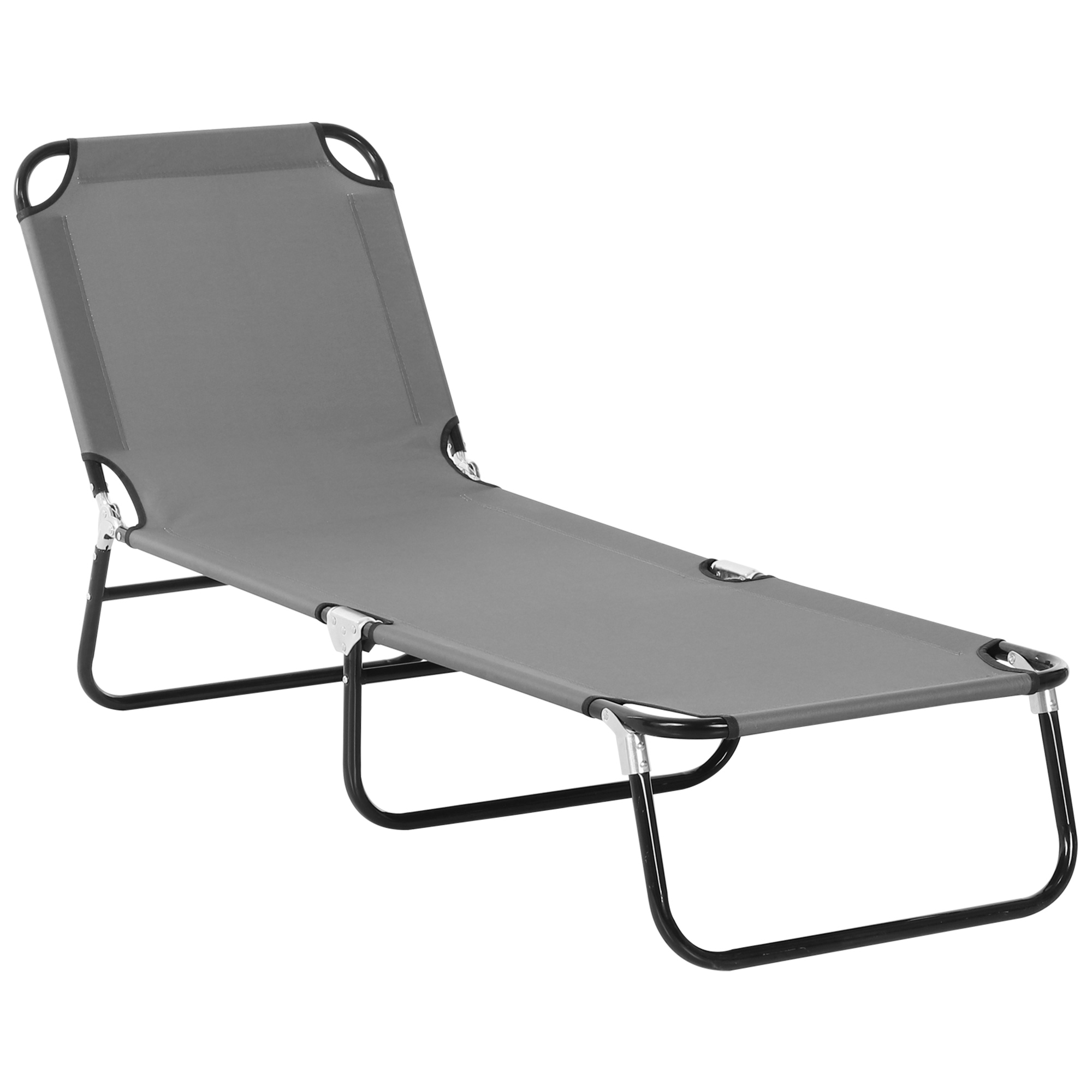 Outsunny Sdraio da Giardino Pieghevole con Schienale Regolabile, Acciaio e Tessuto Oxford, 188x56x28cm, Grigio Aosom Italy