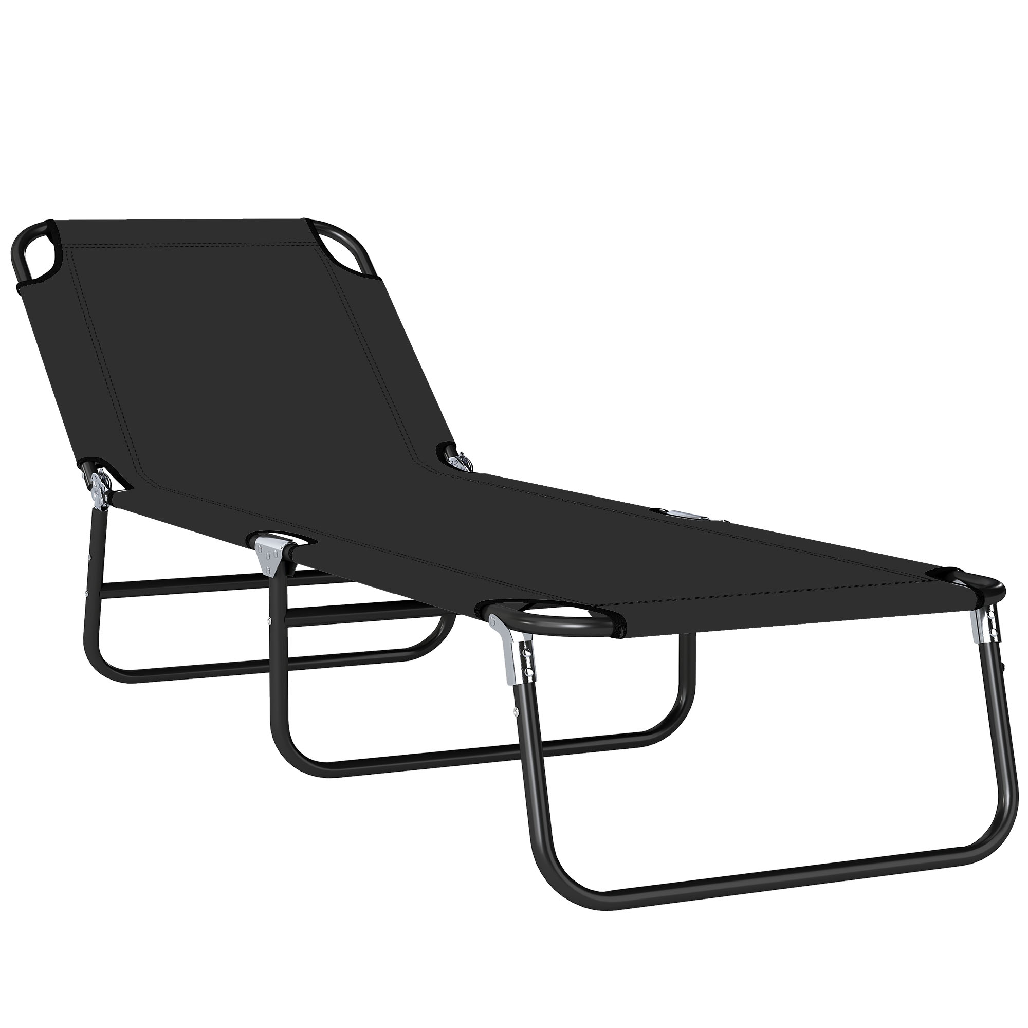 Outsunny Sdraio da Giardino Pieghevole con Schienale Regolabile, Acciaio e Tessuto Oxford, 188x56x28cm, Nero Aosom