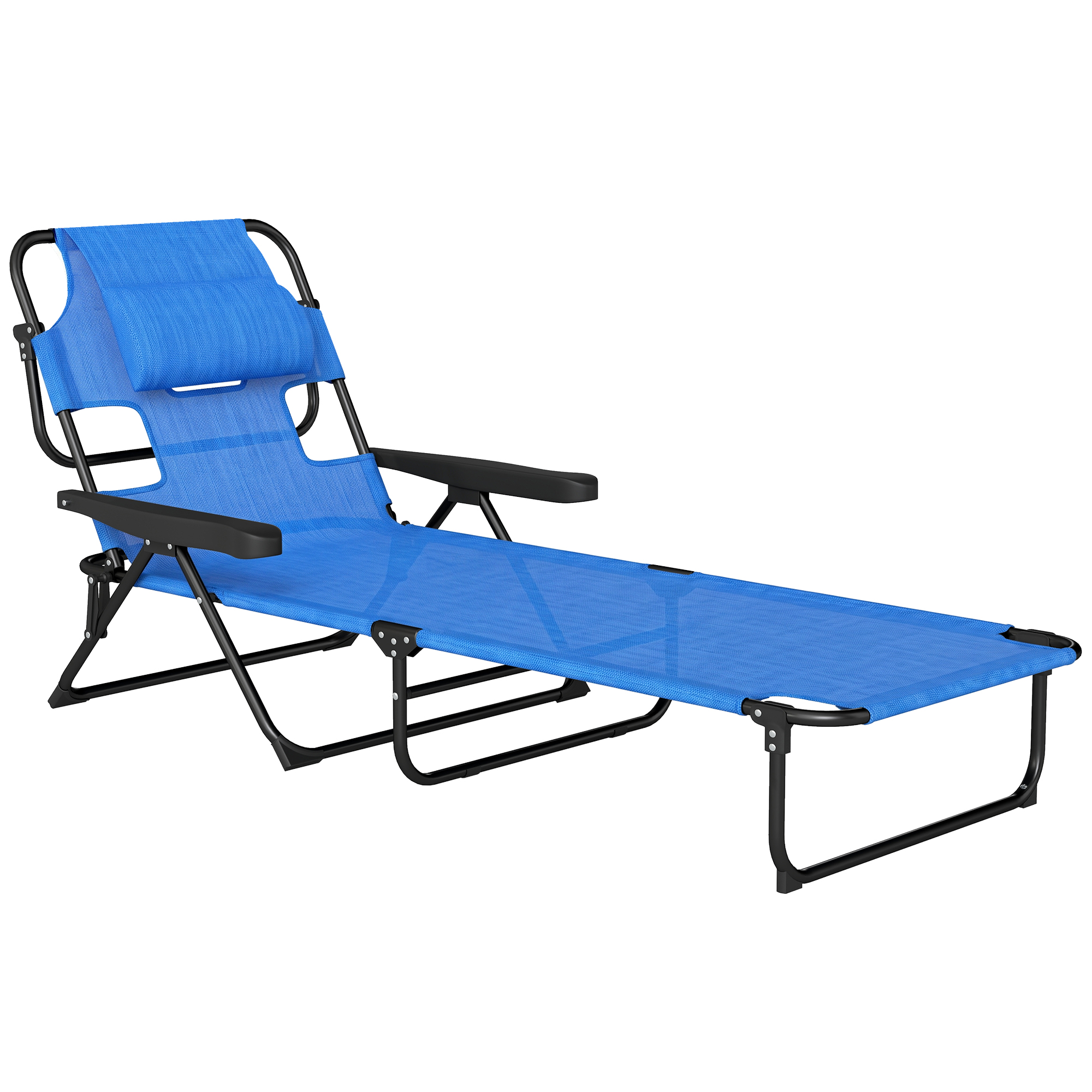 Outsunny Sdraio da Giardino Pieghevole con Schienale Regolabile, Cuscino e Foro per Viso, Blu Scuro Aosom Outsunny Sdraio da Giardino Pieghevole con Schienale Regolabile, Cuscino e Foro per Viso, Blu Scuro Aosom