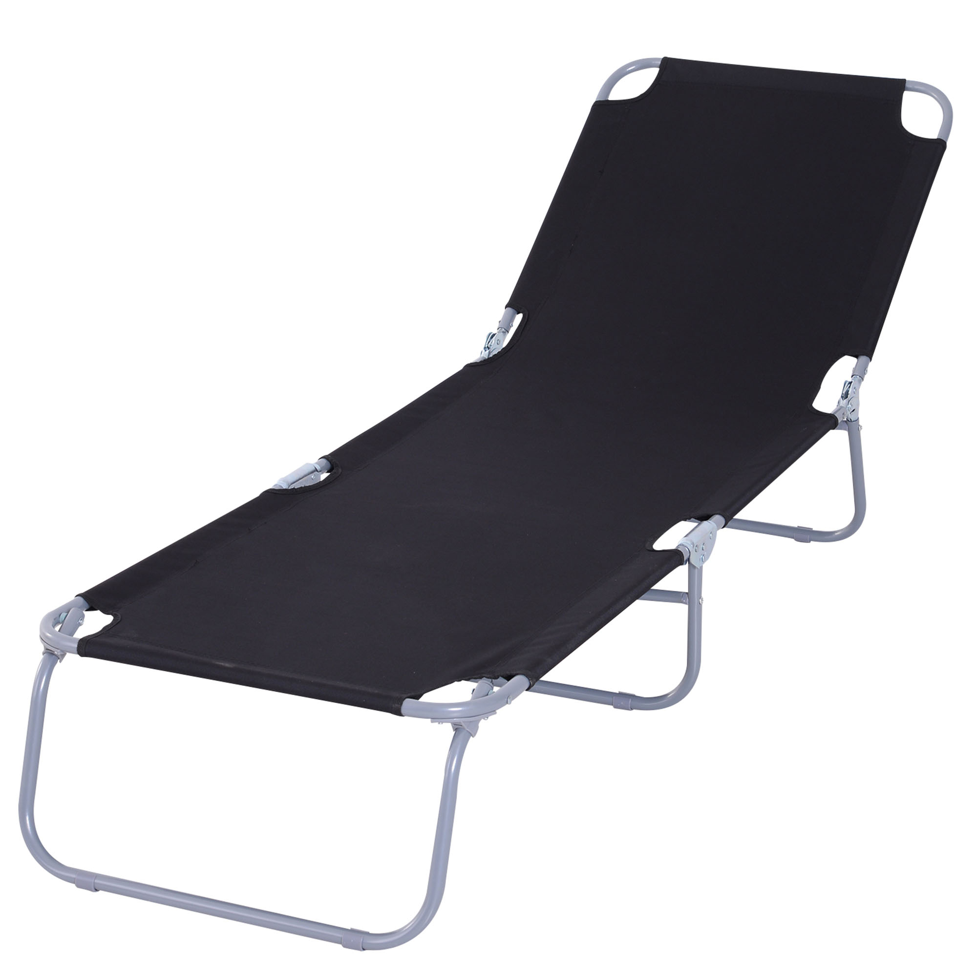 Outsunny Sdraio da Giardino Pieghevole in Metallo e Tessuto Oxford, Lettino Prendisole Traspirante 187x55x24cm Nero Aosom