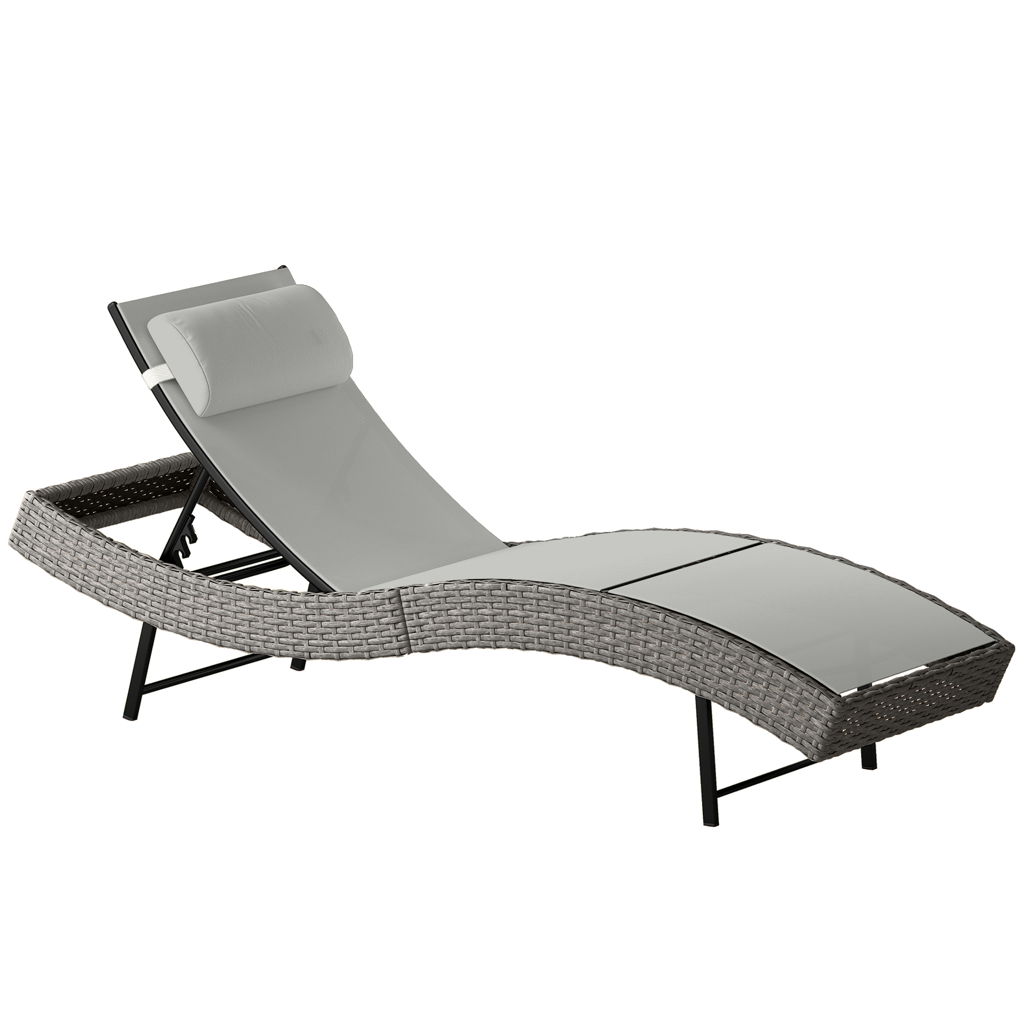 Outsunny Sdraio in Polyrattan a forma a S con schienale regolabile 5 posizioni, poggiatesta, traspirante e resistente ai raggi UV Aosom Italy