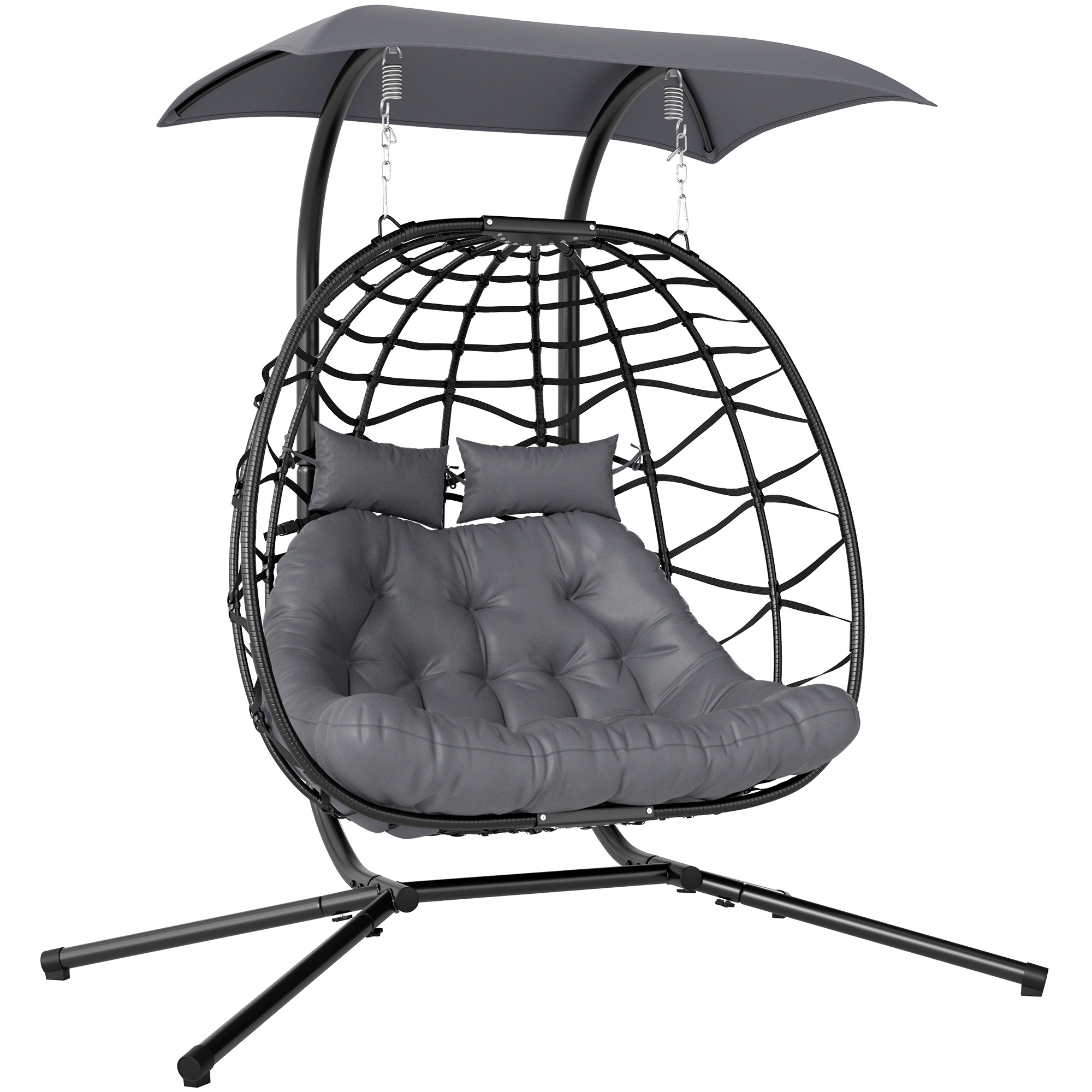 Outsunny Sedia a Dondolo con Cuscino, Struttura in Acciaio, Resistente fino a 260 kg, Grigio Scuro Aosom Italy