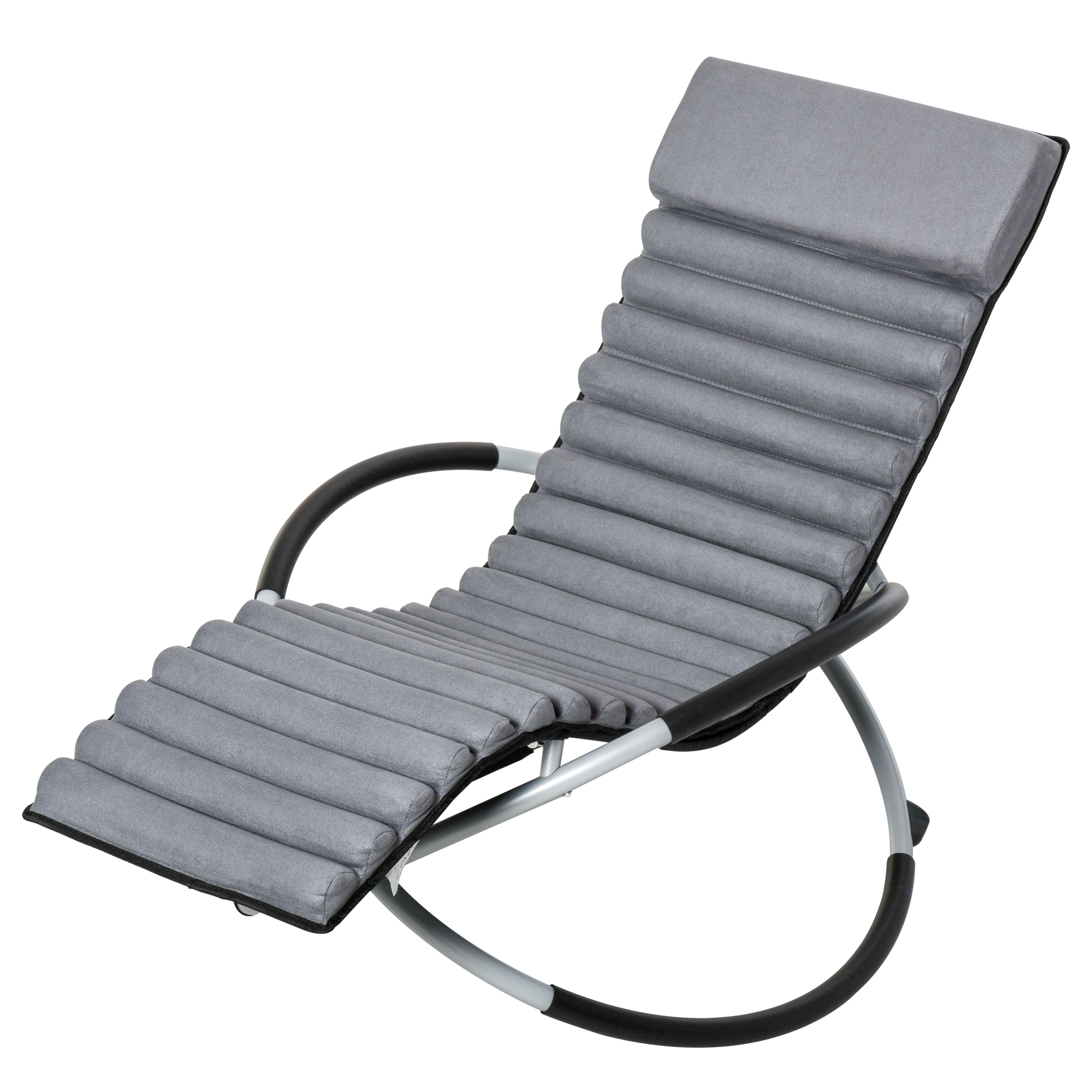 Outsunny Sedia a Dondolo ergonomica 2 In 1 Sdraio da Giardino Sedia a Dondolo in Metallo Texteline a Forma di Sfera Grigio Scuro 145 x 74 x 86 cm