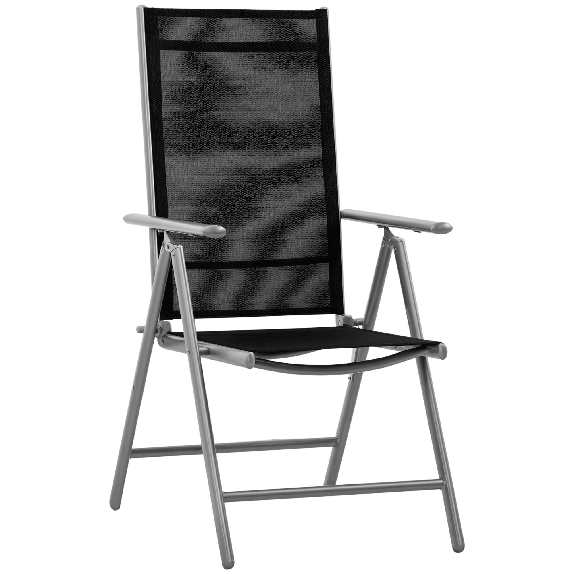 Outsunny Sedia da Giardino Pieghevole Nero in Alluminio e Texteline, Schienale Regolabile a 7 Livelli, 65x55x85-105cm, Confort Aosom Outsunny Sedia da Giardino Pieghevole Nero in Alluminio e Texteline, Schienale Regolabile a 7 Livelli, 65x55x85-105cm, Confort Aosom