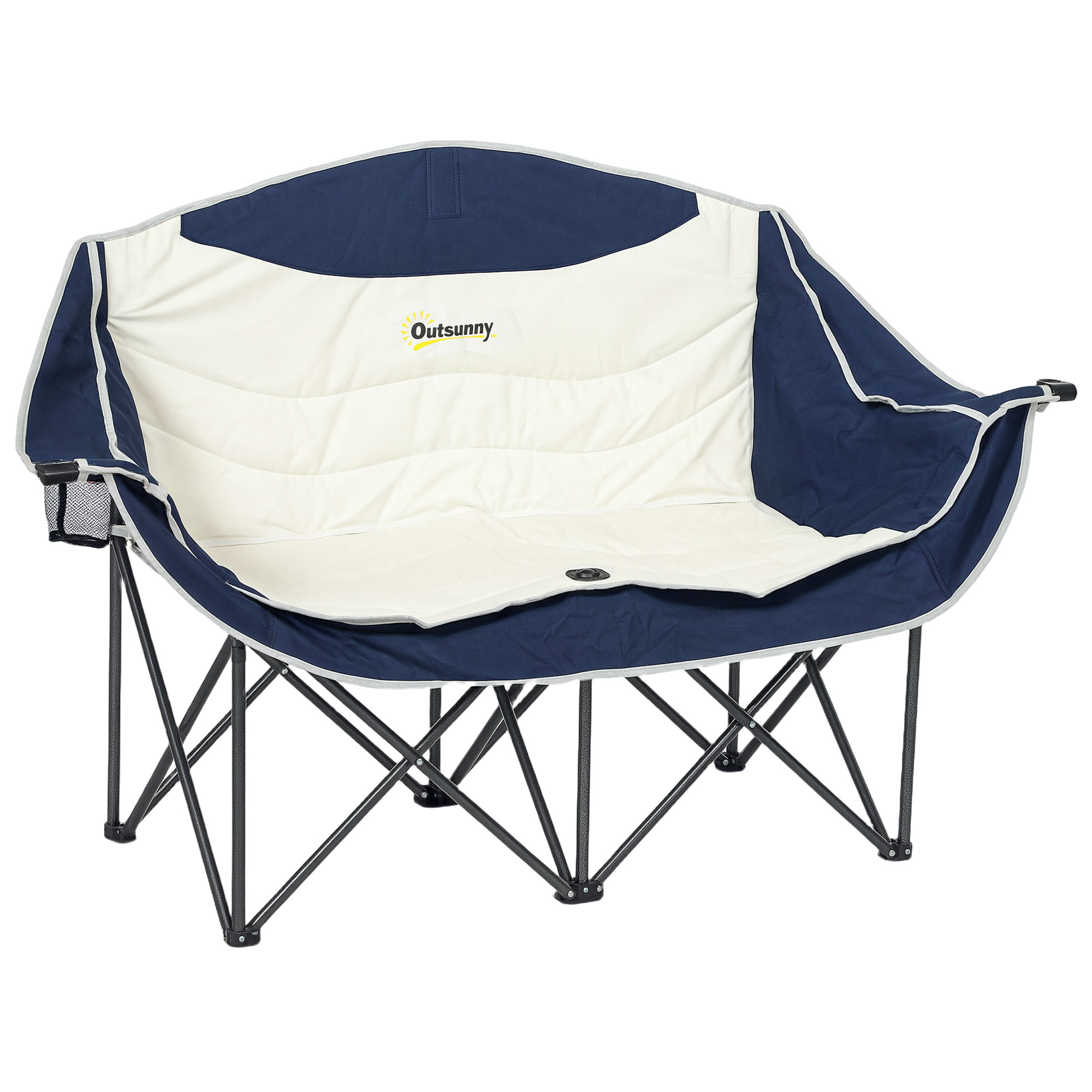 Outsunny Sedia pieghevole 2 posti sedia da campeggio con portabicchieri e borsa fino a 250kg Blu Aosom Italy