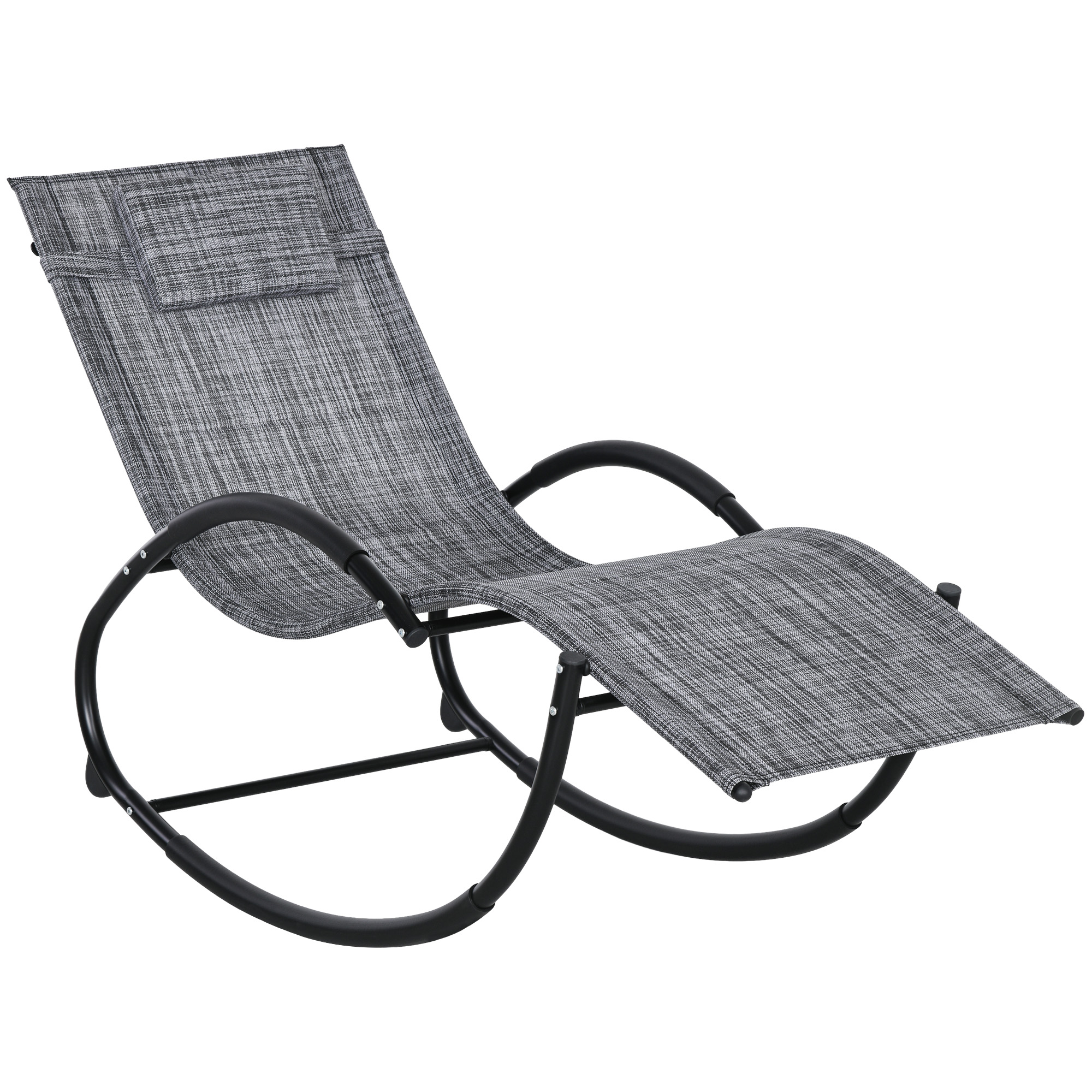 Outsunny Sedia Sdraio a Dondolo Zero-Gravity da Esterno Impermeabile con Poggiatesta, 155x61x88 cm, Grigio Aosom Outsunny Sedia Sdraio a Dondolo Zero-Gravity da Esterno Impermeabile con Poggiatesta, 155x61x88 cm, Grigio Aosom