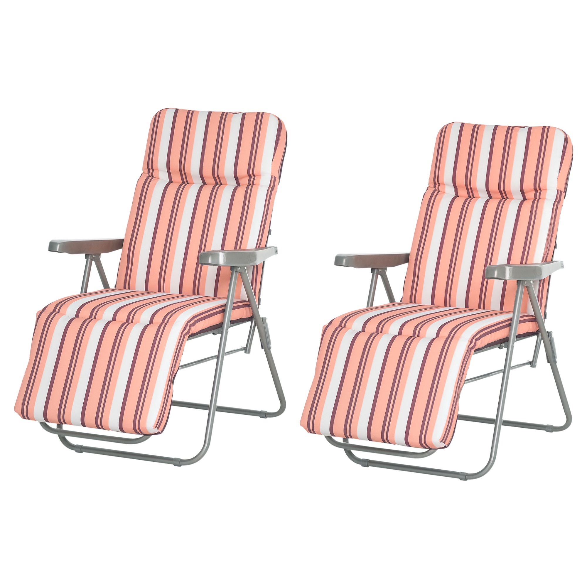 Outsunny Sedia Sdraio per Esterni da 2 Pezzi Pieghevole e Reclinabile, Lettino Prendisole con Cuscino Imbottito, Arancione Aosom Outsunny Sedia Sdraio per Esterni da 2 Pezzi Pieghevole e Reclinabile, Lettino Prendisole con Cuscino Imbottito, Arancione Aosom