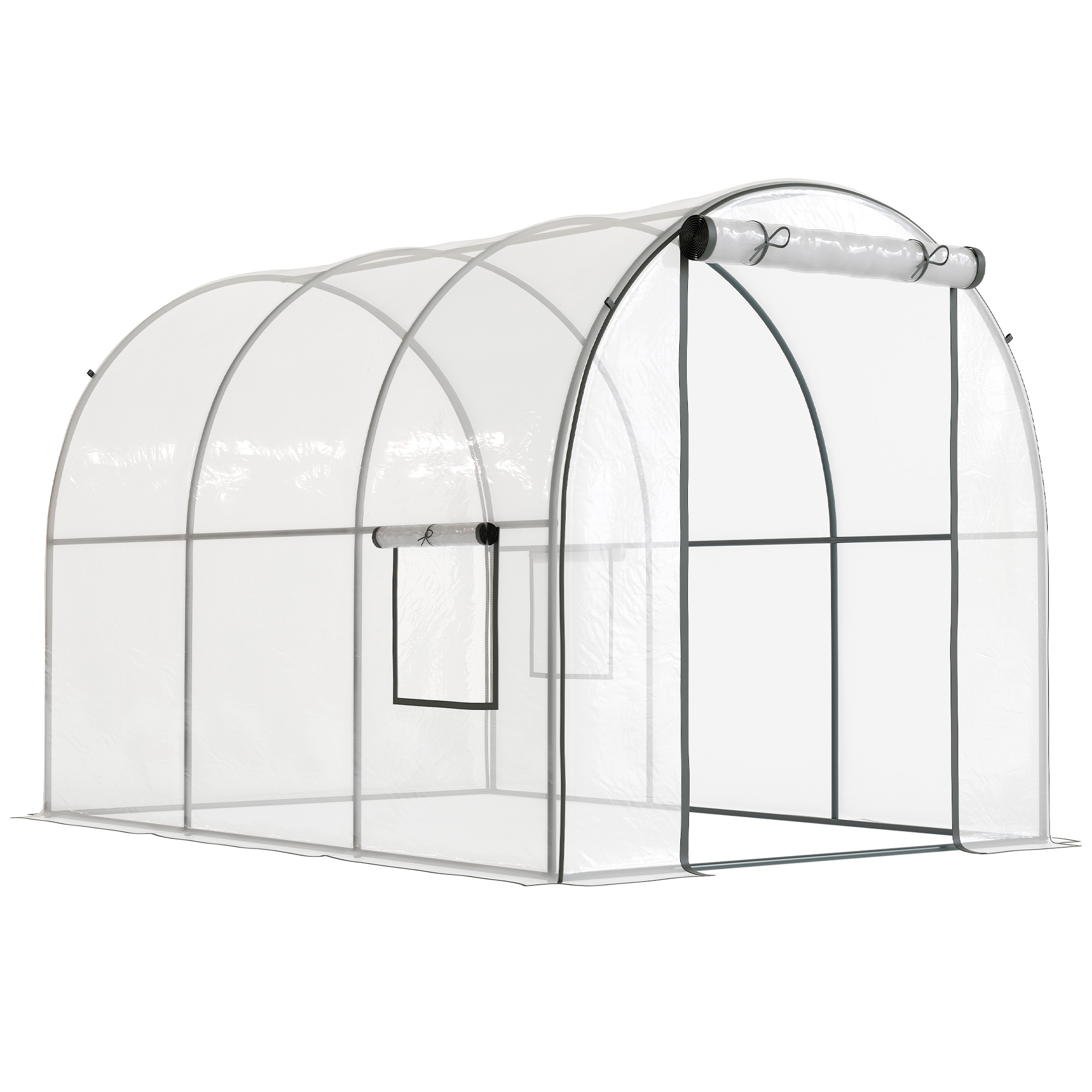 Outsunny Serra a Tunnel 3x2x2m con Porta Avvolgibile e Finestre a Rete in Acciaio e Plastica, Trasparente Aosom Italy Outsunny Serra a Tunnel 3x2x2m con Porta Avvolgibile e Finestre a Rete in Acciaio e Plastica, Trasparente Aosom Italy