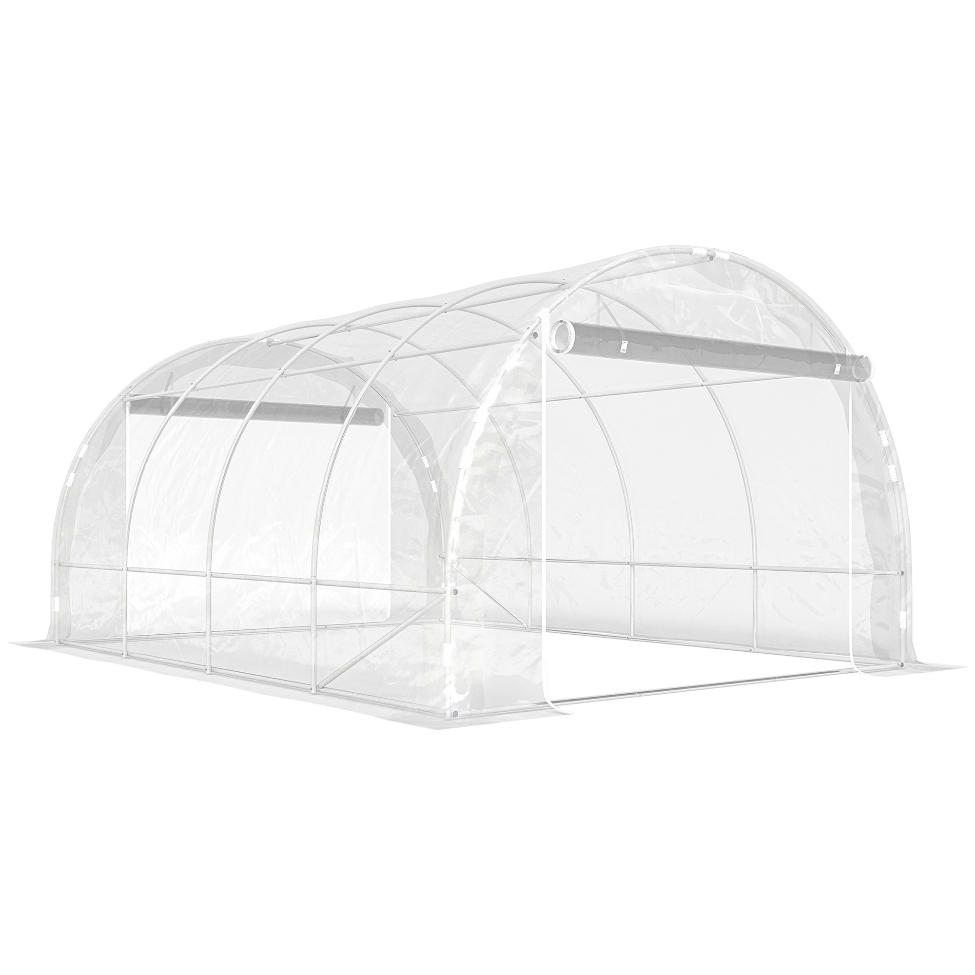 Outsunny Serra a Tunnel 3x4x2 m con Porte Avvolgibili, Telaio in Acciaio e Copertura in PE Anti-UV, Trasparente Aosom Italy