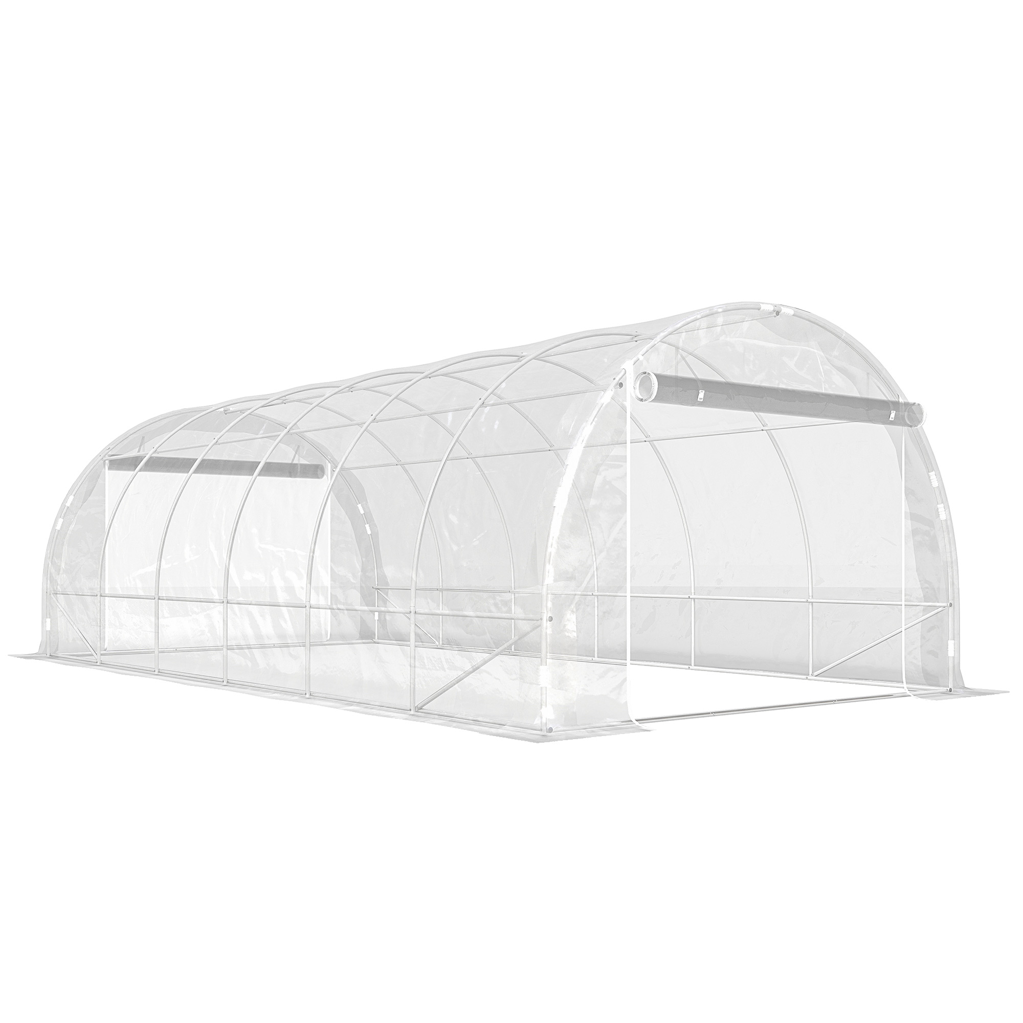 Outsunny Serra a Tunnel 3x6x2 m con Porte Avvolgibili, Telaio in Acciaio e Copertura in PE Anti-UV, Trasparente Aosom Italy