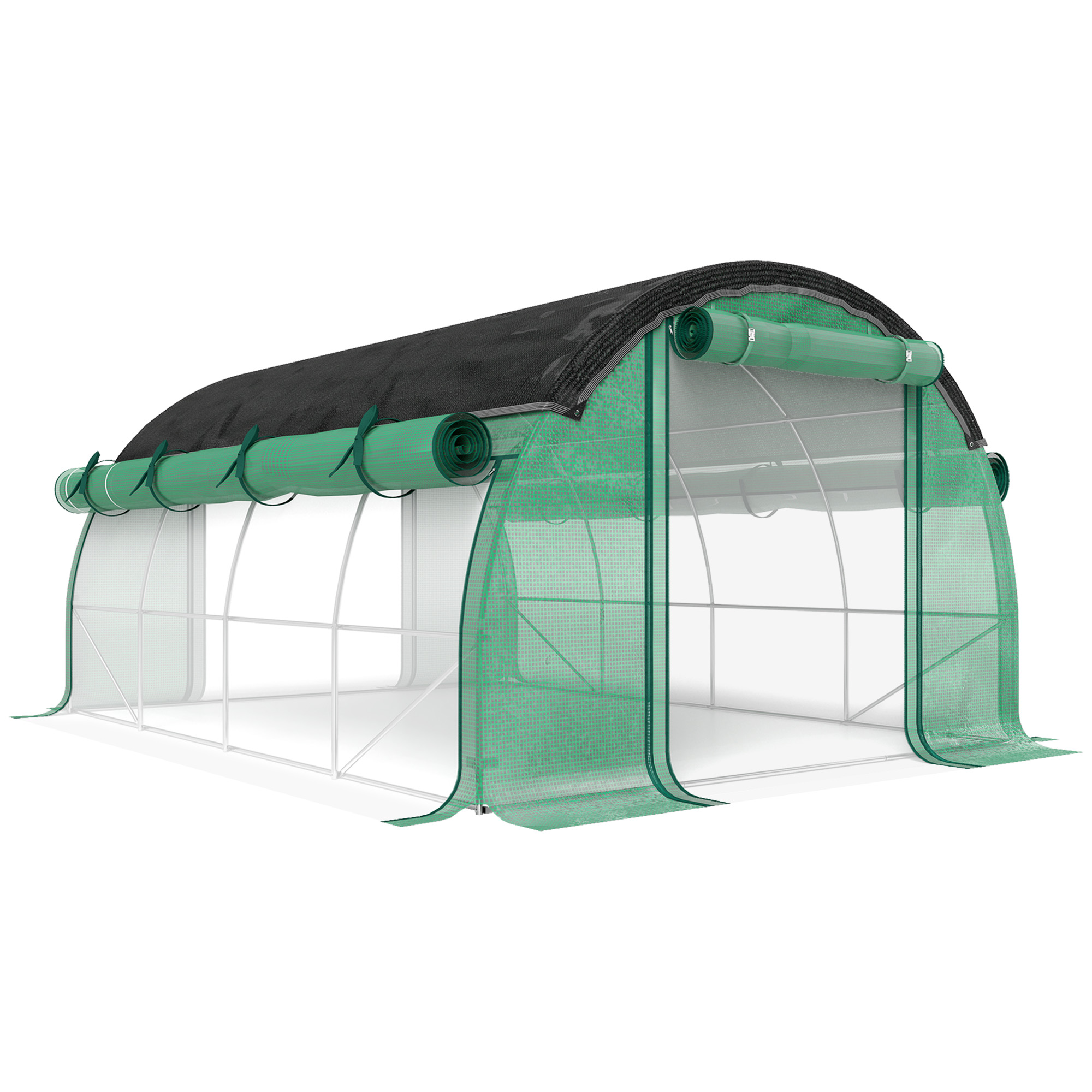 Outsunny Serra a Tunnel 4x3 m con Rete Ombreggiante Extra, Finestre e Ingresso a Zip, in PE e Acciaio, Verde Aosom Italy Outsunny Serra a Tunnel 4x3 m con Rete Ombreggiante Extra, Finestre e Ingresso a Zip, in PE e Acciaio, Verde Aosom Italy