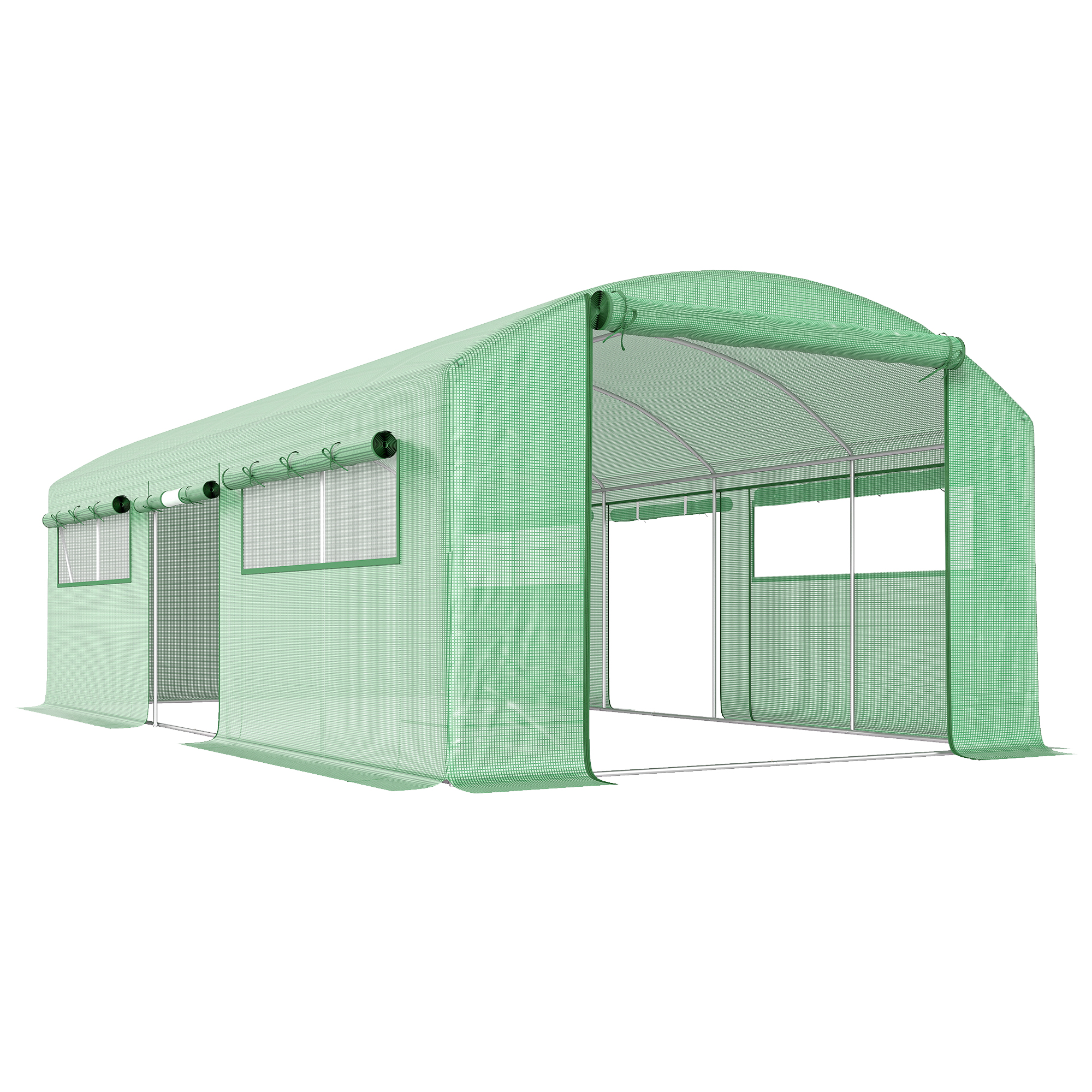 Outsunny Serra a Tunnel 6x3x2 m con 3 Porte Avvolgibili, 6 Finestre a Rete e Struttura in Acciaio Zincato Verde Aosom Italy Outsunny Serra a Tunnel 6x3x2 m con 3 Porte Avvolgibili, 6 Finestre a Rete e Struttura in Acciaio Zincato Verde Aosom Italy