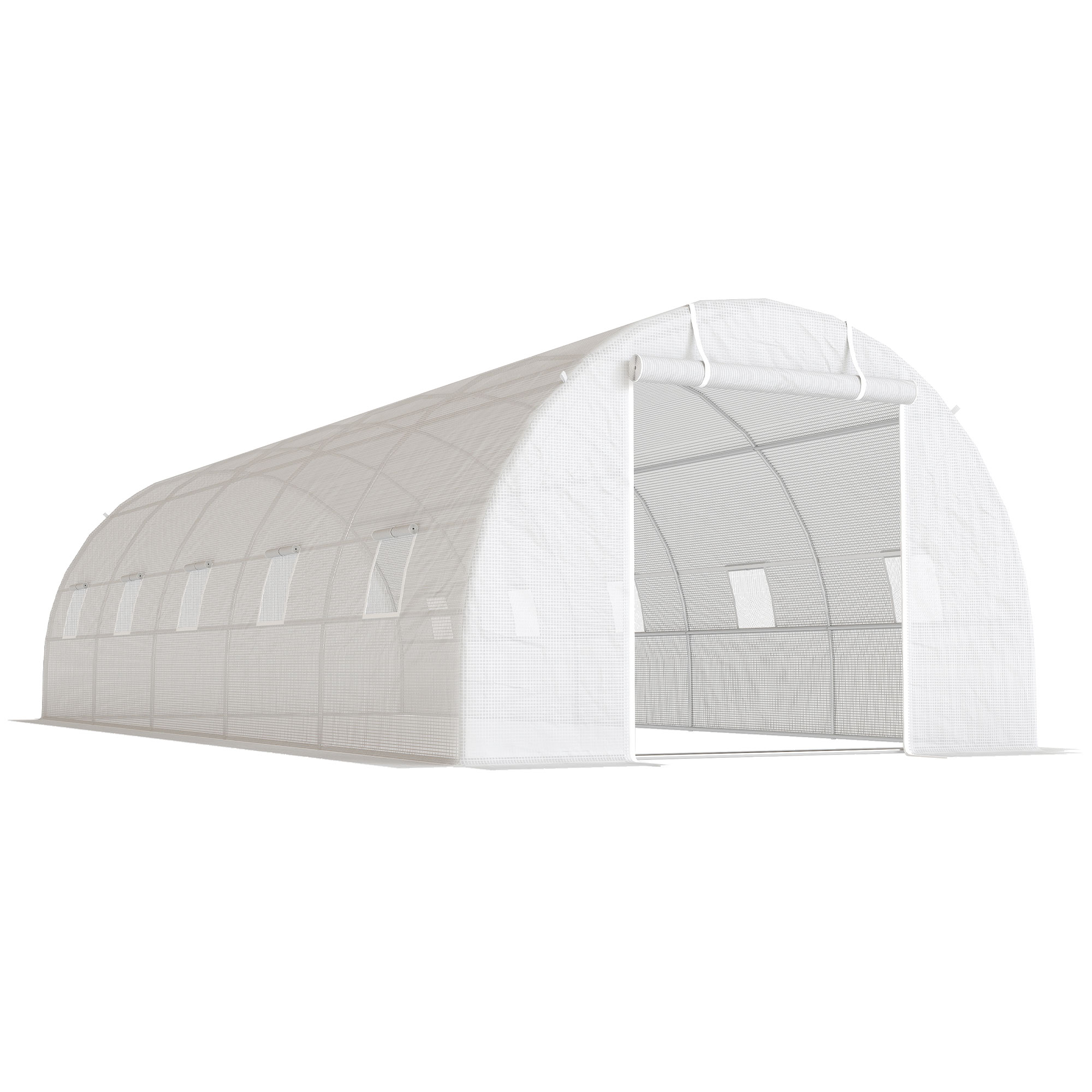 Outsunny Serra a Tunnel 8x3x2 m con Rivestimento in Plastica e Acciaio Rinforzato, Bianco Aosom Italy