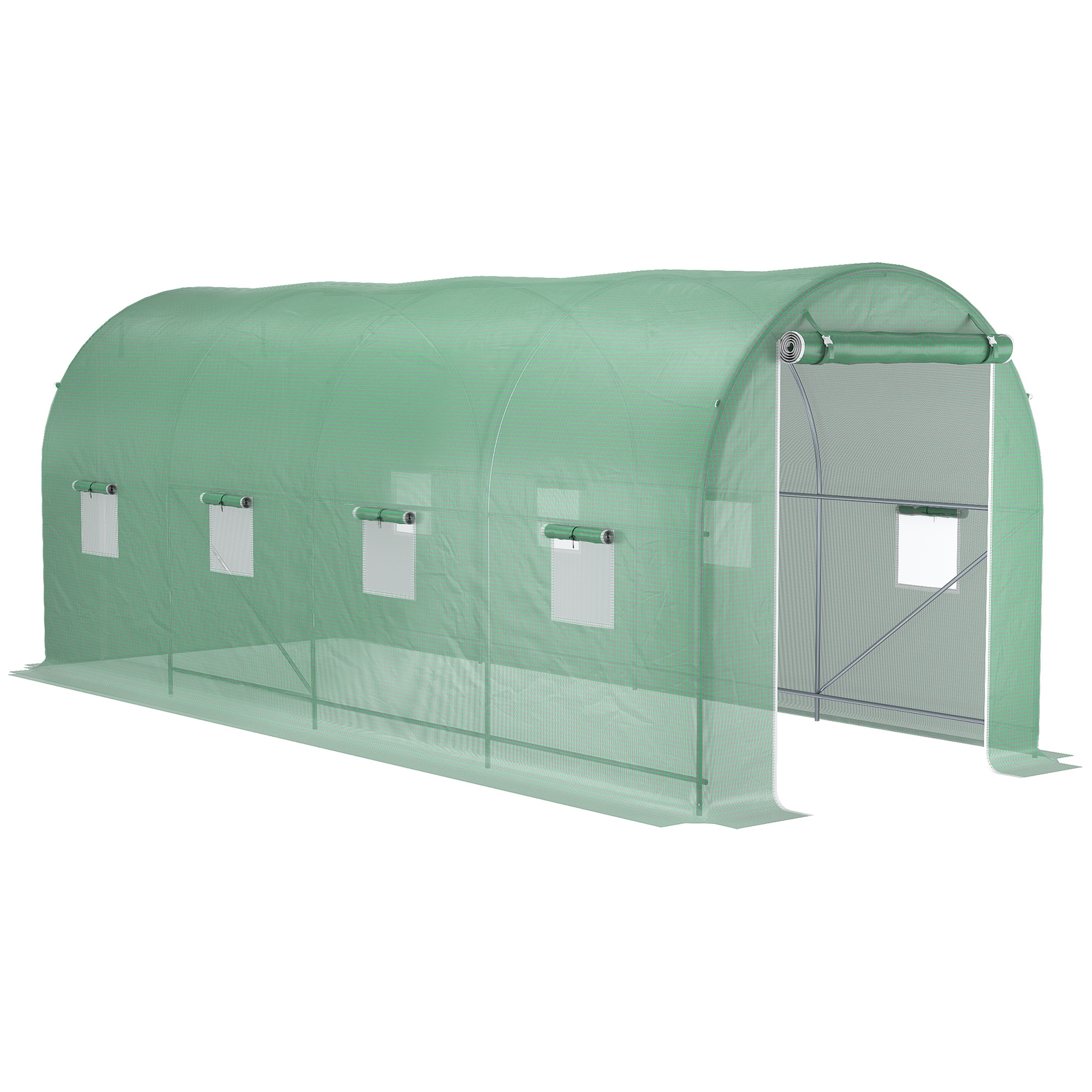 Outsunny Serra a Tunnel da Giardino 8 Finestre e Porta Avvolgibili 500x200x210 cm Aosom Italy