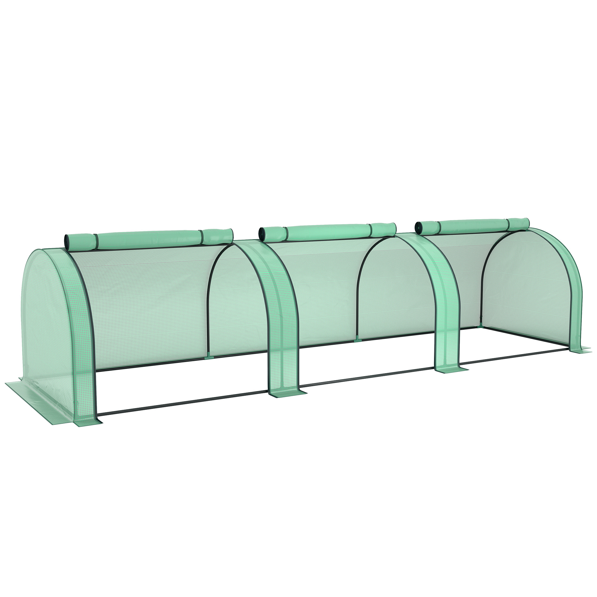 Outsunny Serra a Tunnel da Giardino con Porte Avvolgibili, Struttura in Acciaio e Giunti Plastica, 3x1x0.8 m, Verde Aosom Italy