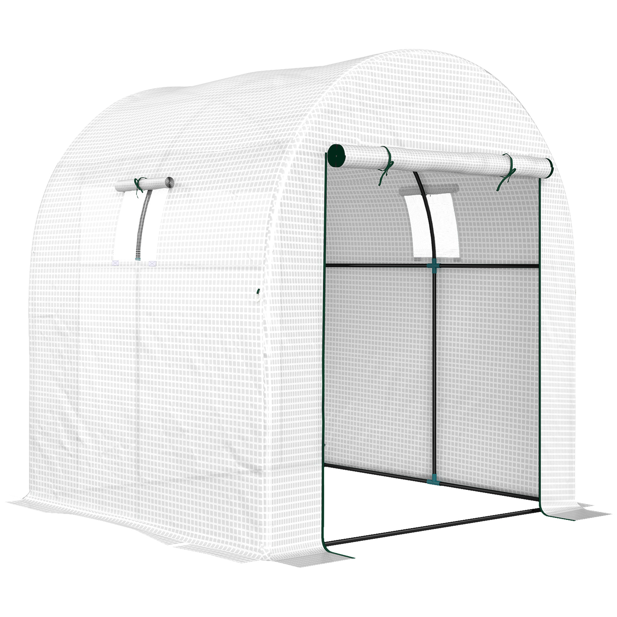 Outsunny Serra a Tunnel per Orto 1.8x1.8x2 m in Acciaio e PE Anti UV con Porte Avvolgibili e Finestre, Bianca Aosom Italy Outsunny Serra a Tunnel per Orto 1.8x1.8x2 m in Acciaio e PE Anti UV con Porte Avvolgibili e Finestre, Bianca Aosom Italy