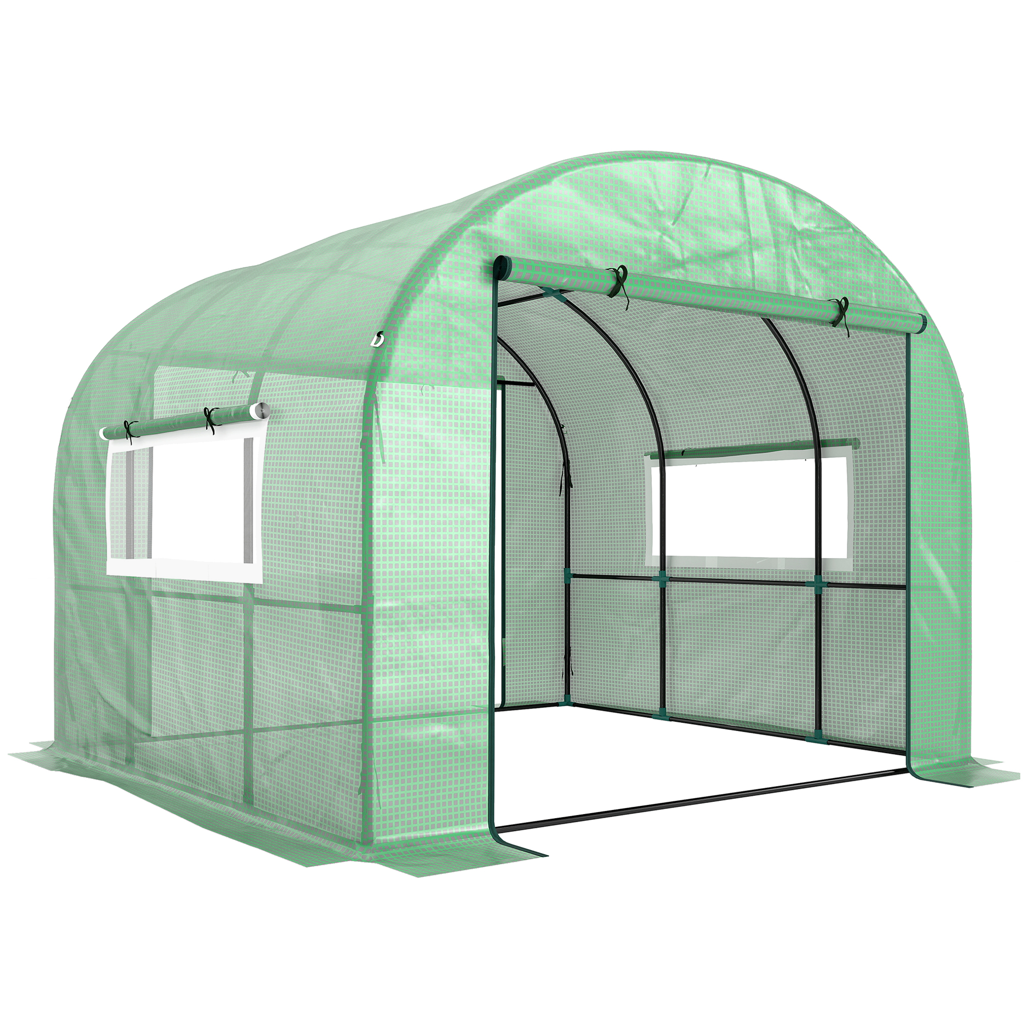 Outsunny Serra a Tunnel per Orto 3x3x2 m in Acciaio e PE Anti UV con Porte Avvolgibili e Finestre, Verde Aosom Italy Outsunny Serra a Tunnel per Orto 3x3x2 m in Acciaio e PE Anti UV con Porte Avvolgibili e Finestre, Verde Aosom Italy