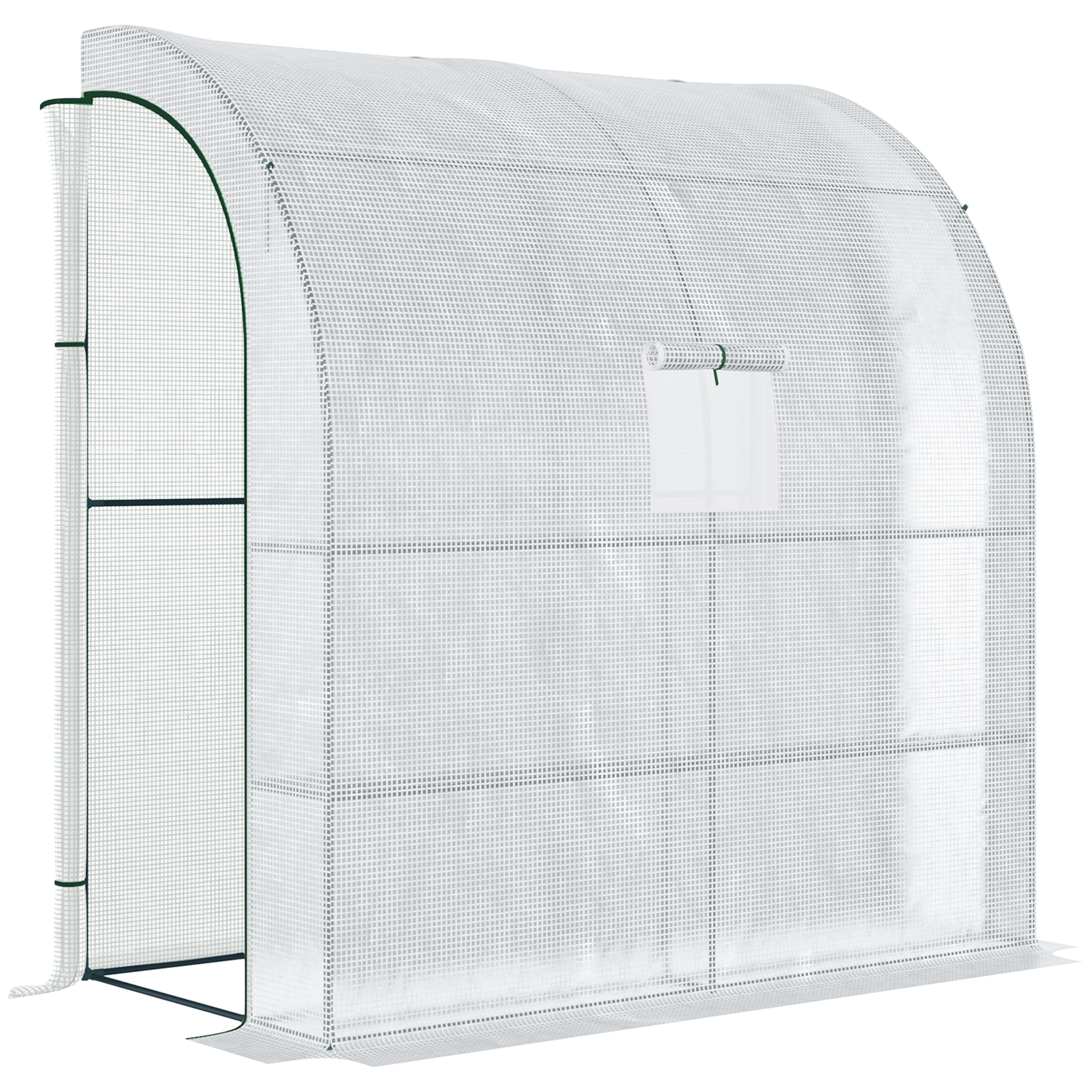 Outsunny Serra Addossata a 3 Livelli con Porte e Finestre Avvolgibili, in PE e Acciaio, 200x100x215 cm, Verde e Bianco Aosom Italy