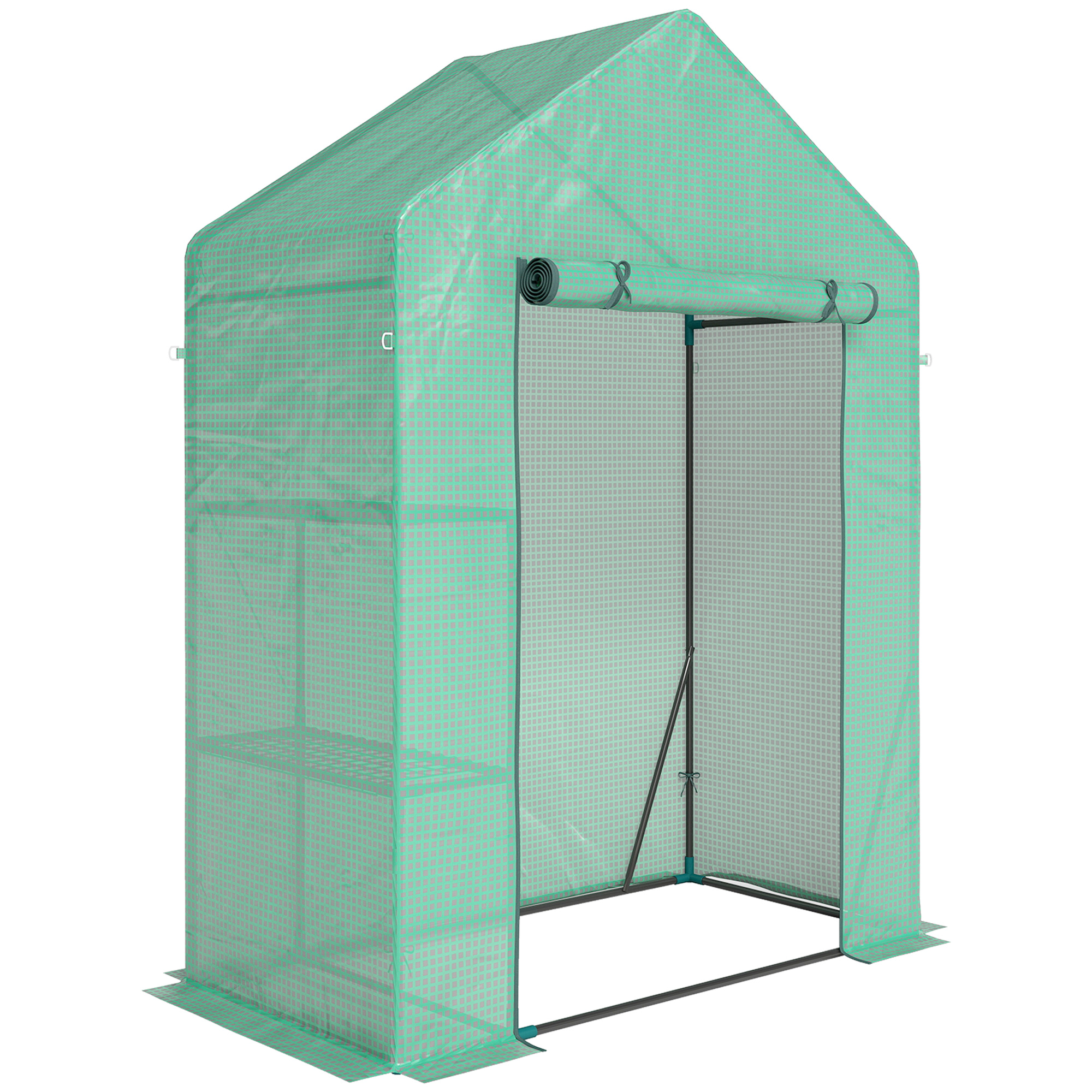 Outsunny Serra da Giardino 143 x 73 x 195 cm con Scaffale a 2 Ripiani, Verde Aosom Italy Outsunny Serra da Giardino 143 x 73 x 195 cm con Scaffale a 2 Ripiani, Verde Aosom Italy