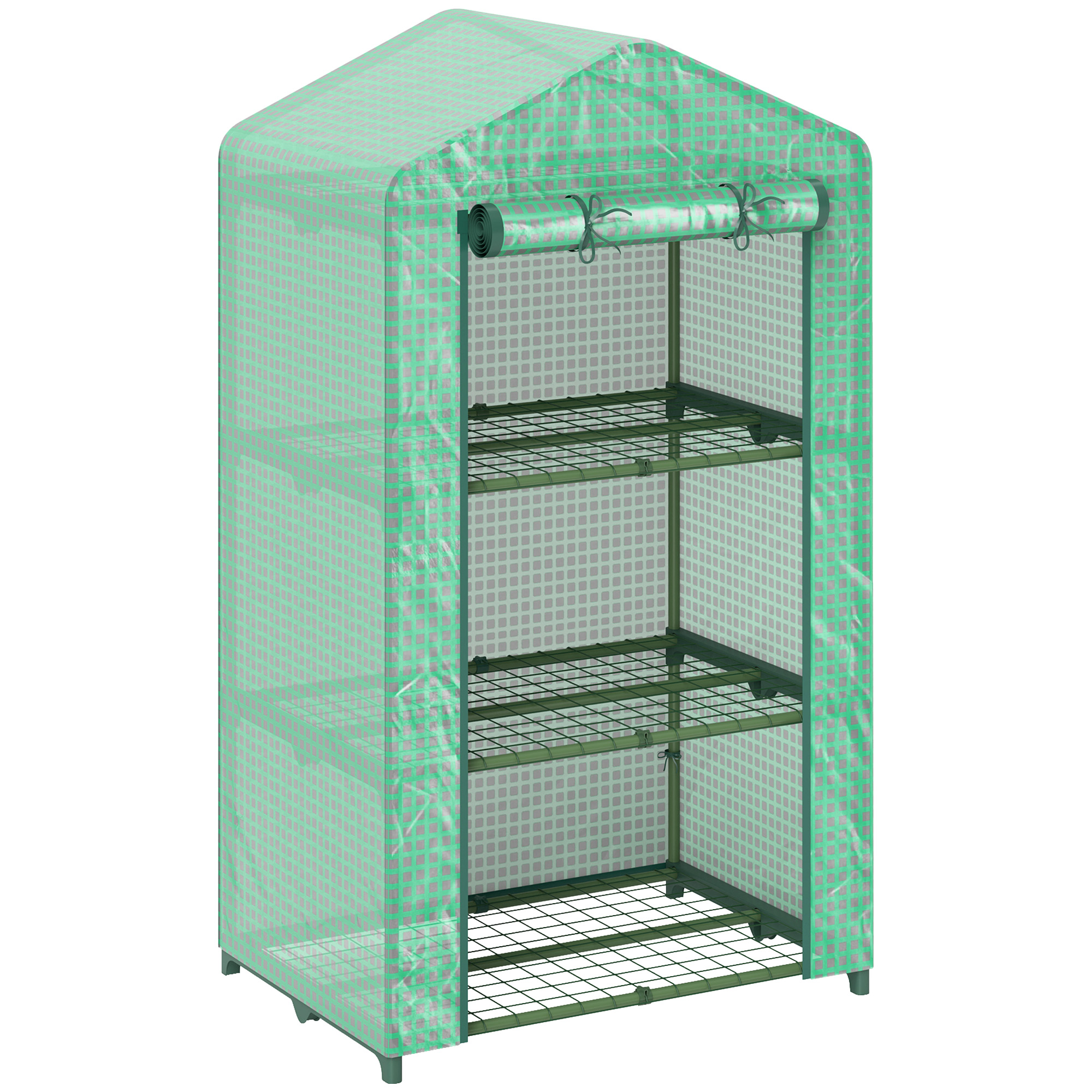 Outsunny Serra da Giardino a 3 Livelli Porta Avvolgibile Telaio in Metallo Copertura in PE Anti-UV 69x49x125 cm Verde Aosom Italy Outsunny Serra da Giardino a 3 Livelli Porta Avvolgibile Telaio in Metallo Copertura in PE Anti-UV 69x49x125 cm Verde Aosom Italy